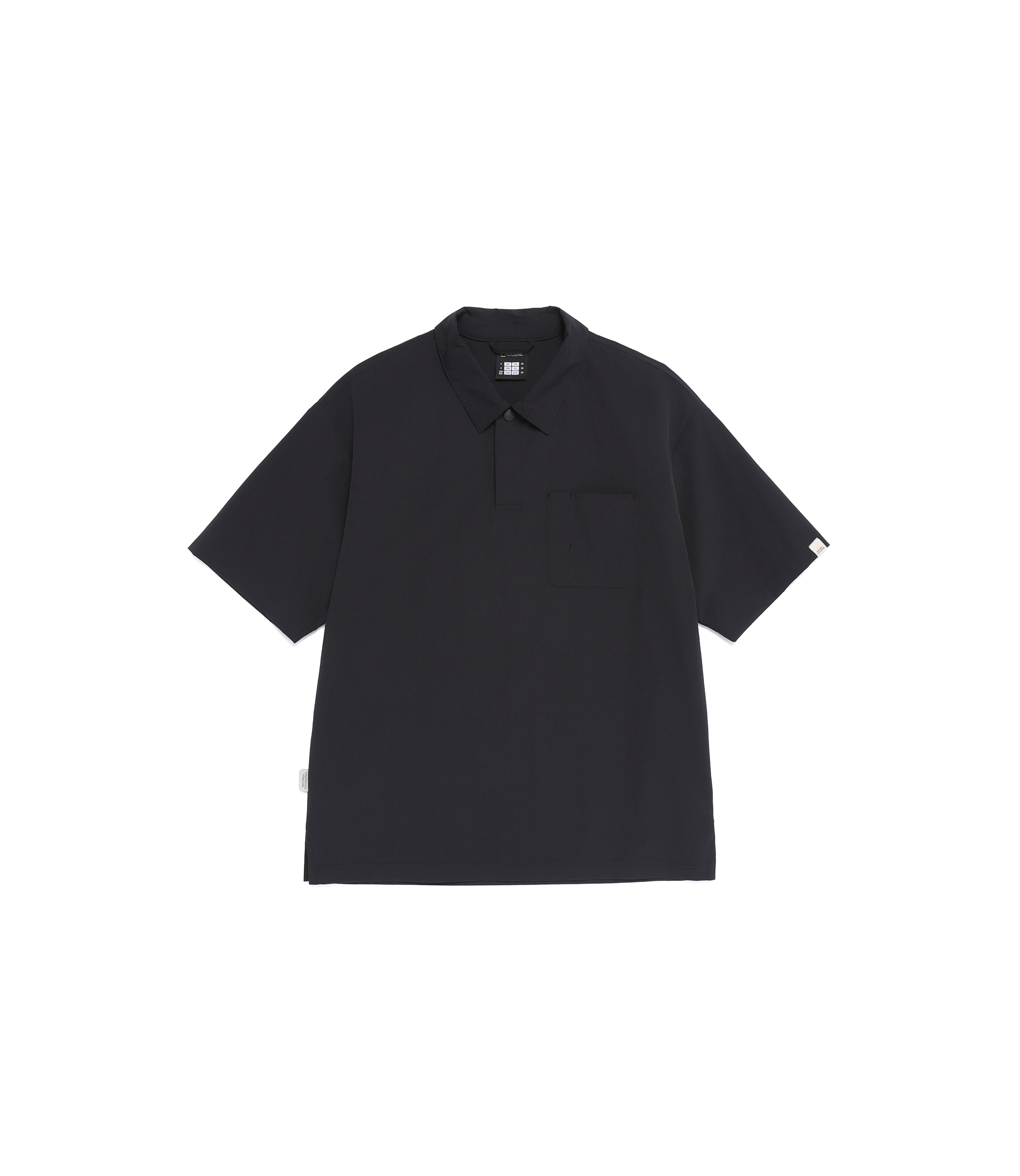 Unisex Freeze Stretch Semi-Overfit Short Sleeve Collar Tee<br>BLACK