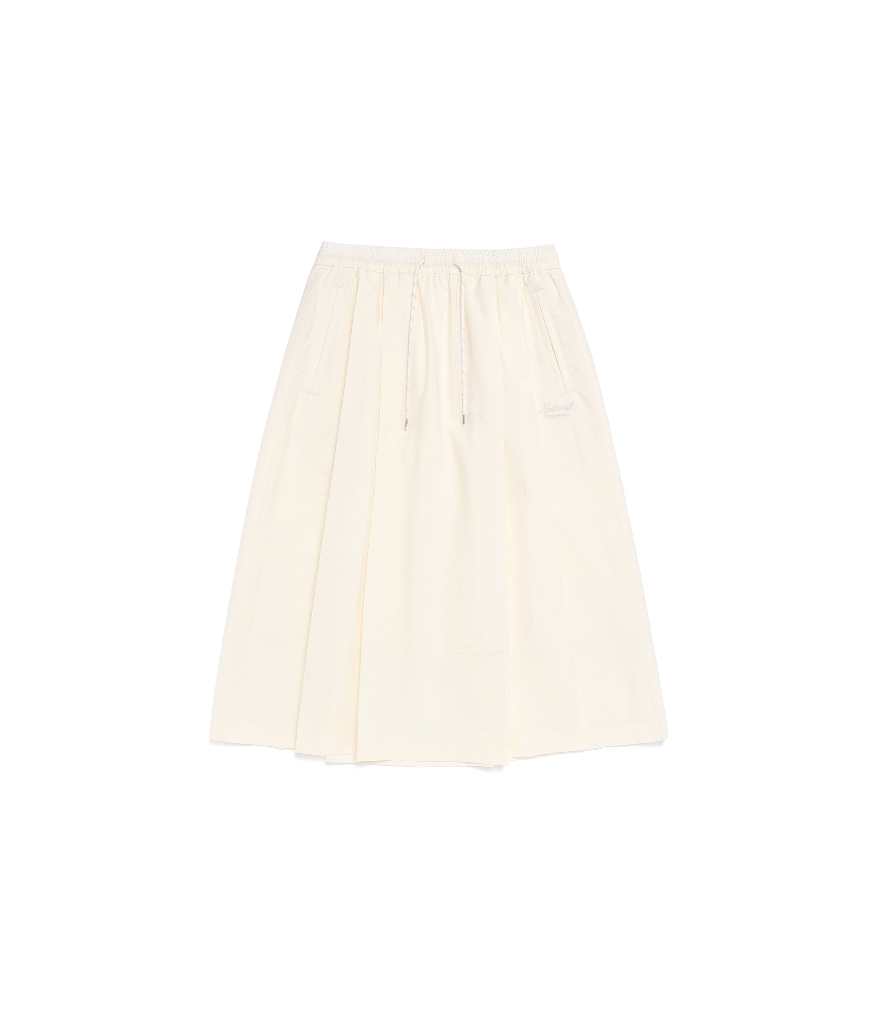 Women's Cotton A-Line Pleated Skirt<br>IVORY