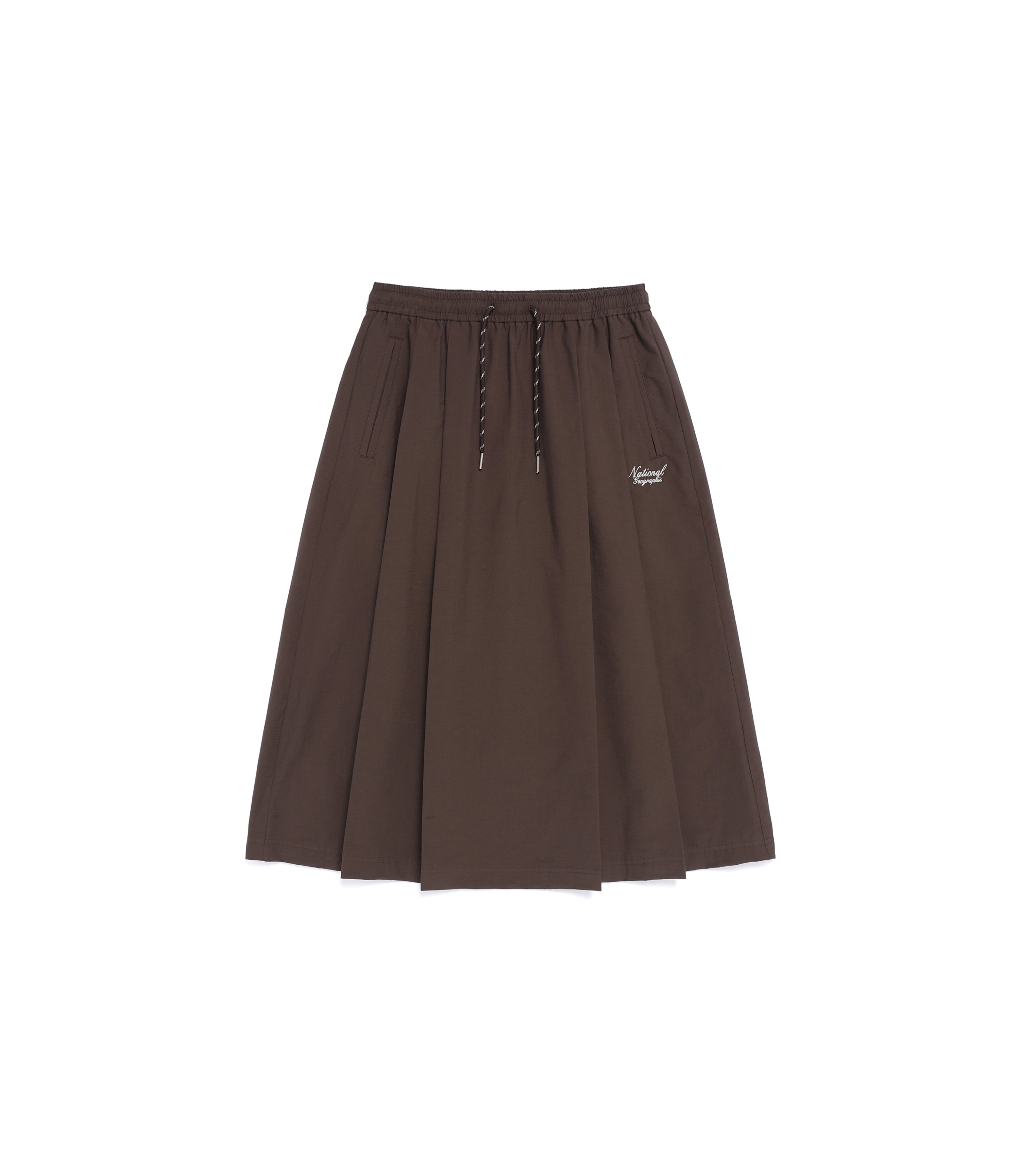 Women's Cotton A-Line Pleated Skirt<br>BROWN