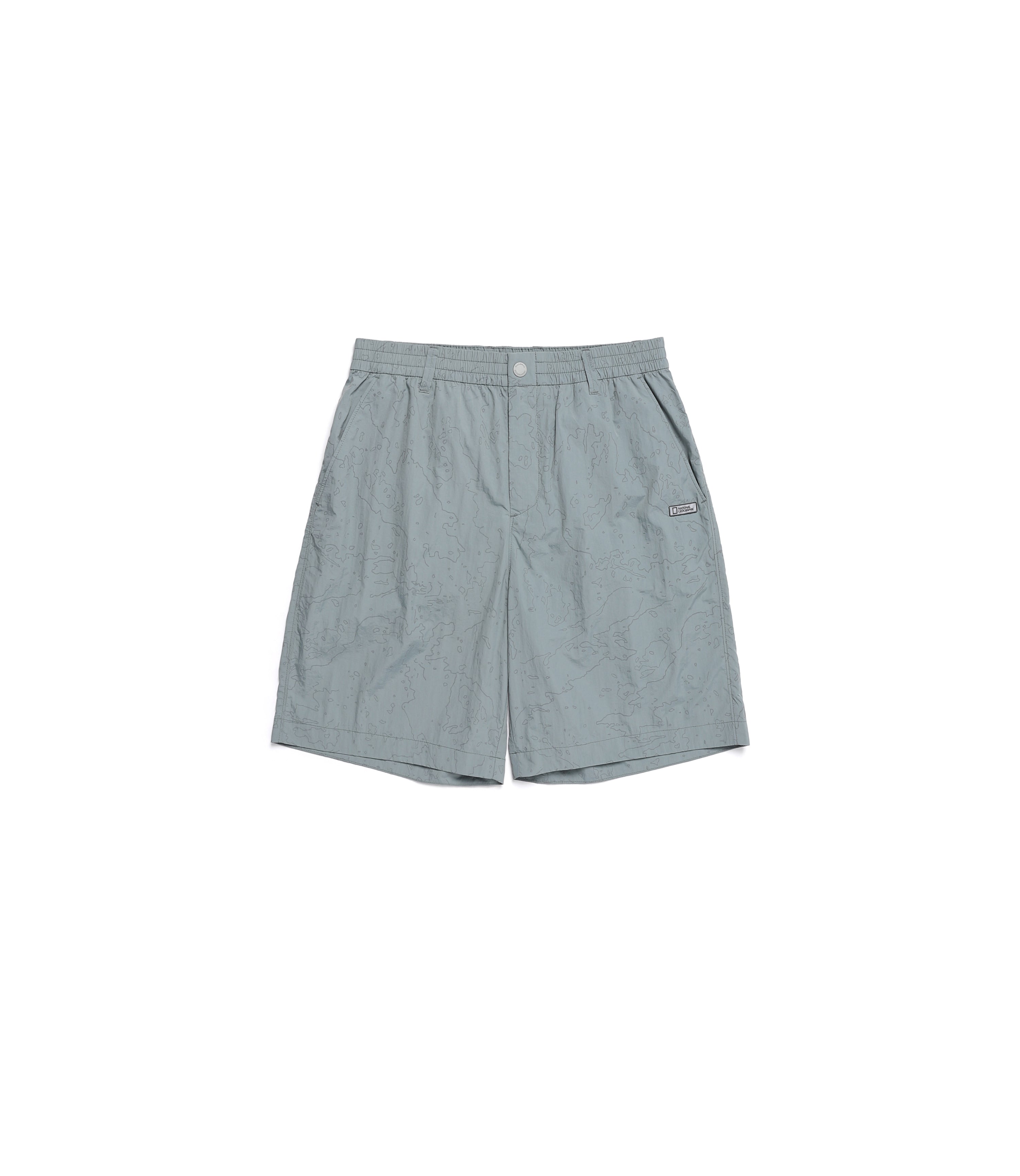 Unisex NRN Utility Allover Print Set Up Shorts<br>STONE GREY
