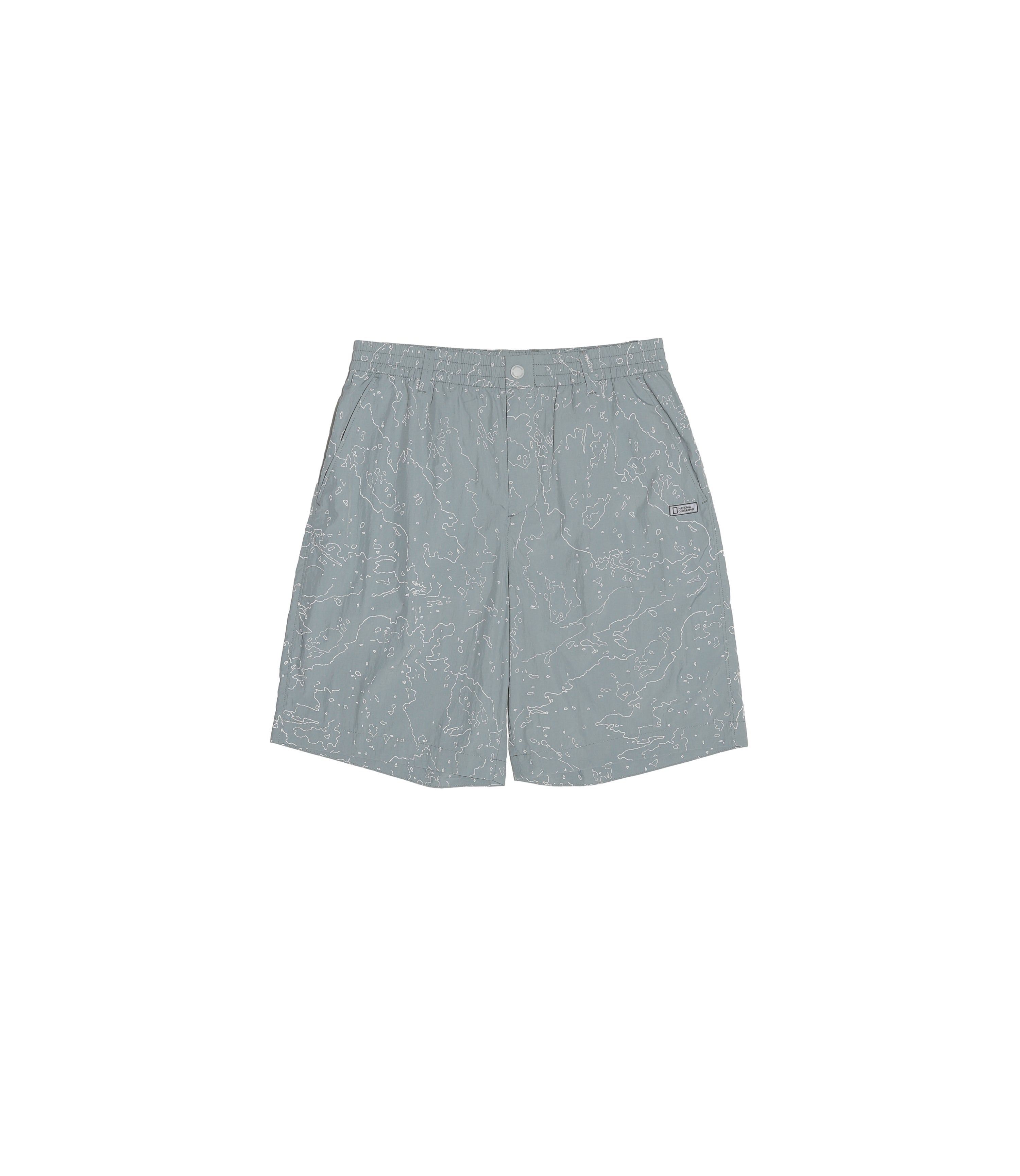 Unisex NRN Utility Allover Print Set Up Shorts<br>STONE GREY