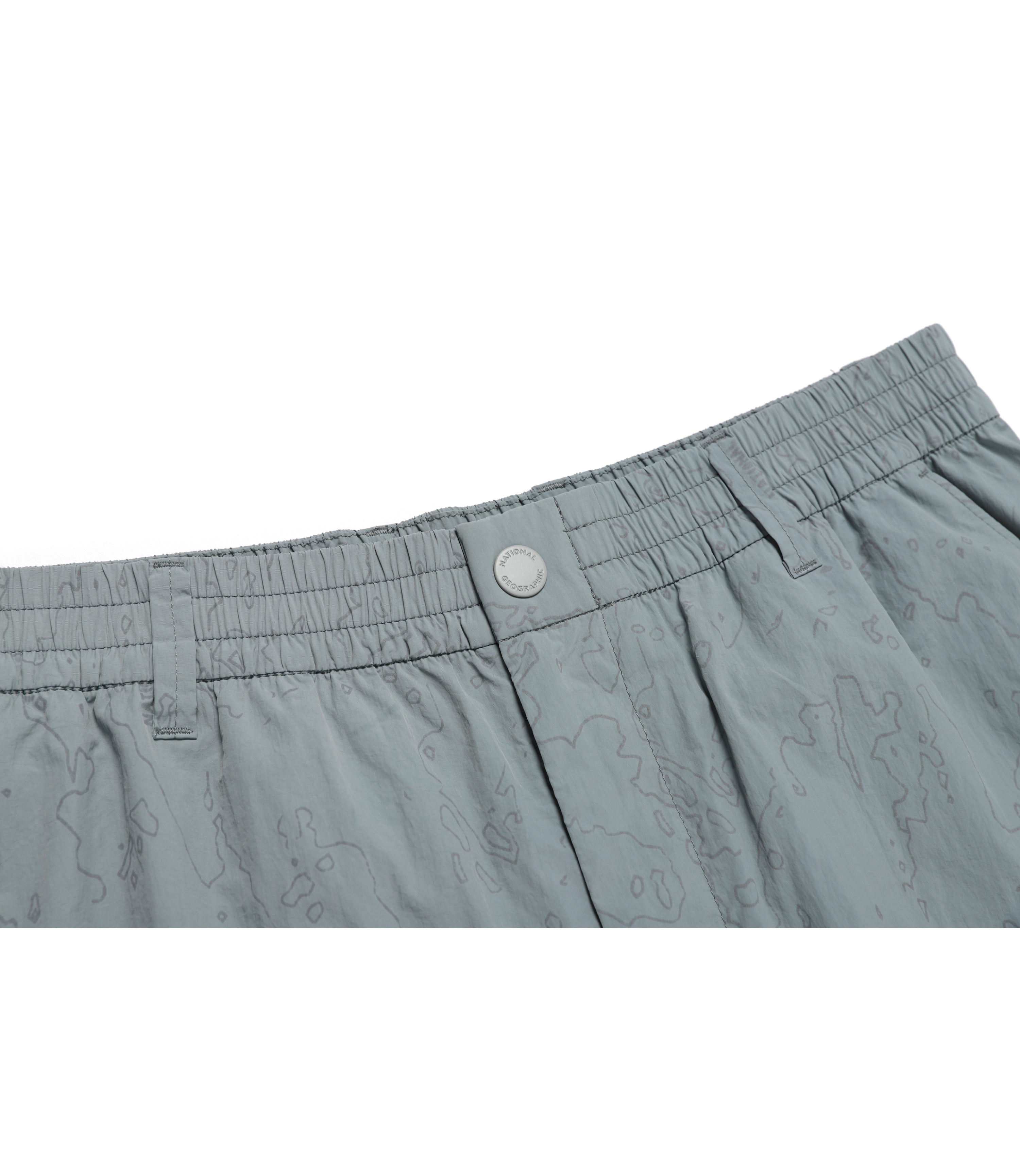 Unisex NRN Utility Allover Print Set Up Shorts<br>STONE GREY