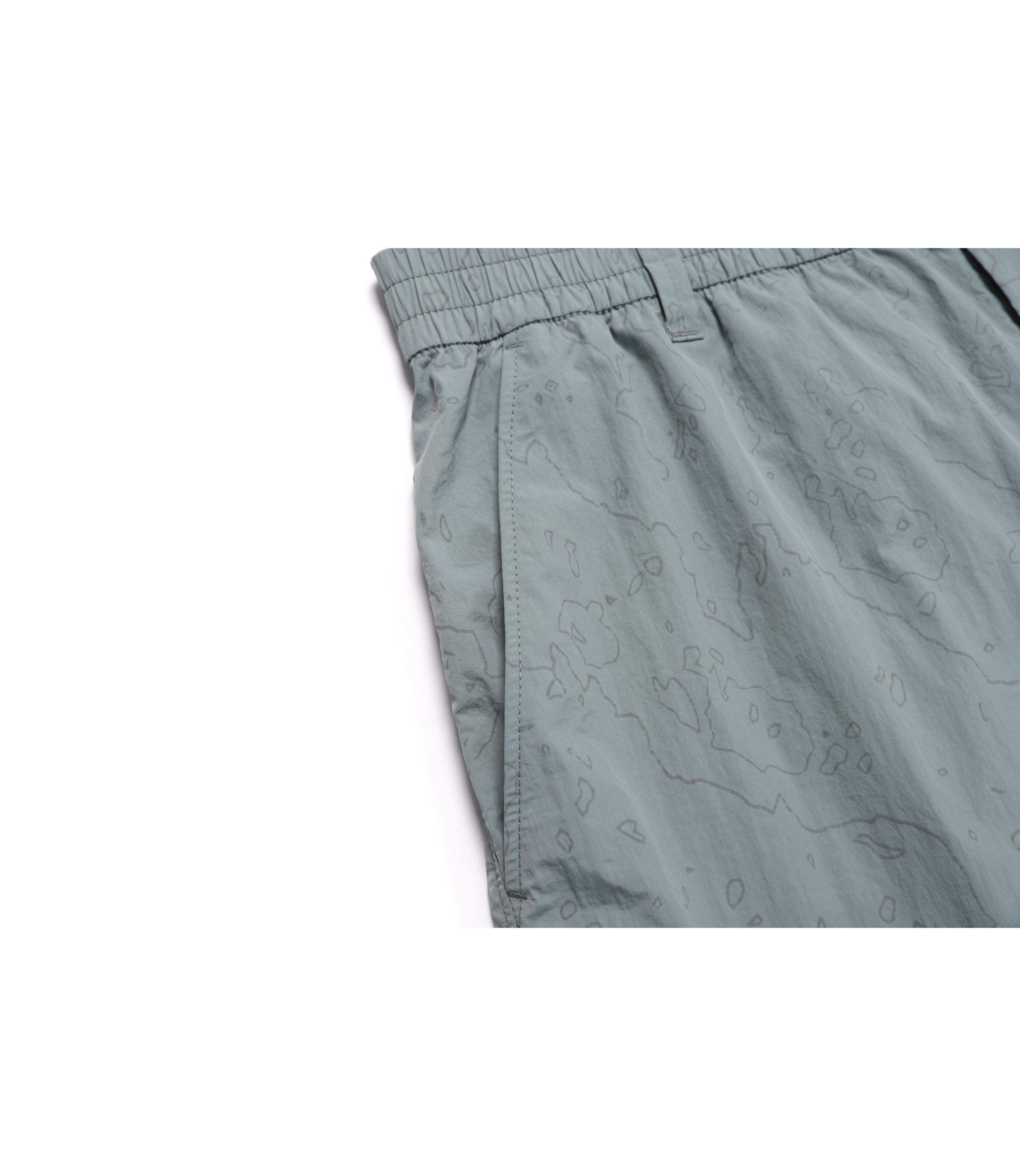 Unisex NRN Utility Allover Print Set Up Shorts<br>STONE GREY