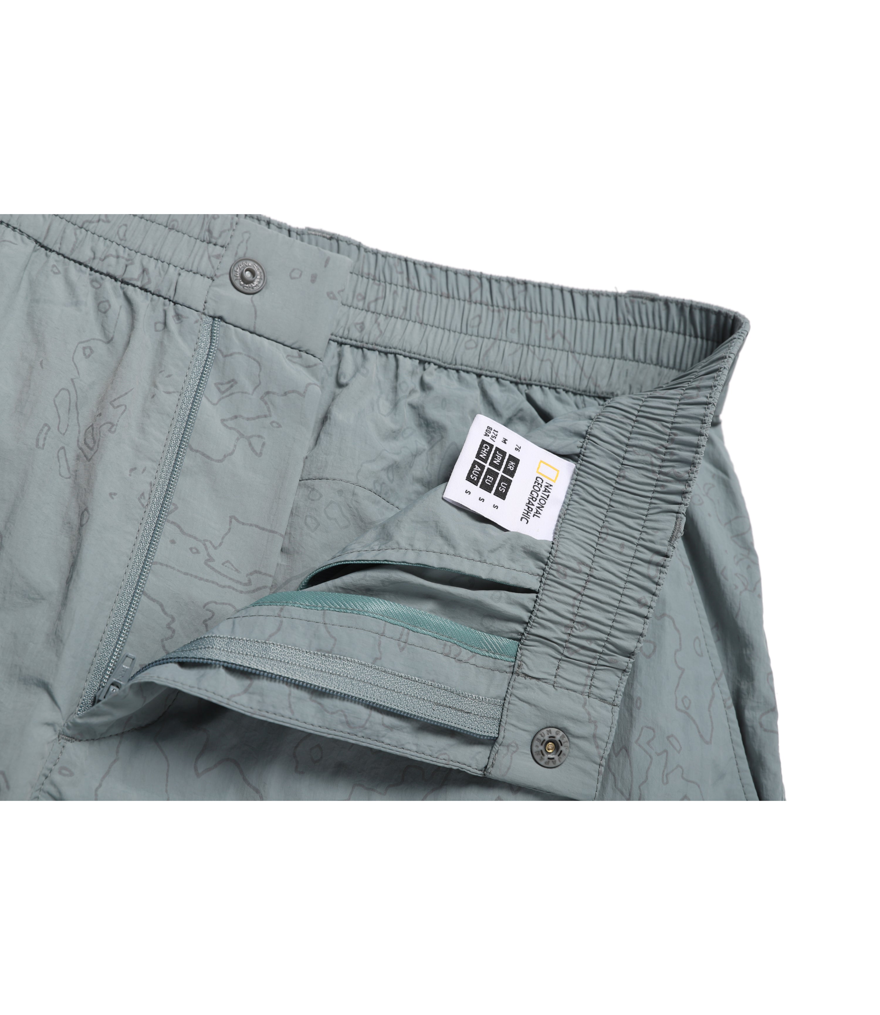 Unisex NRN Utility Allover Print Set Up Shorts<br>STONE GREY