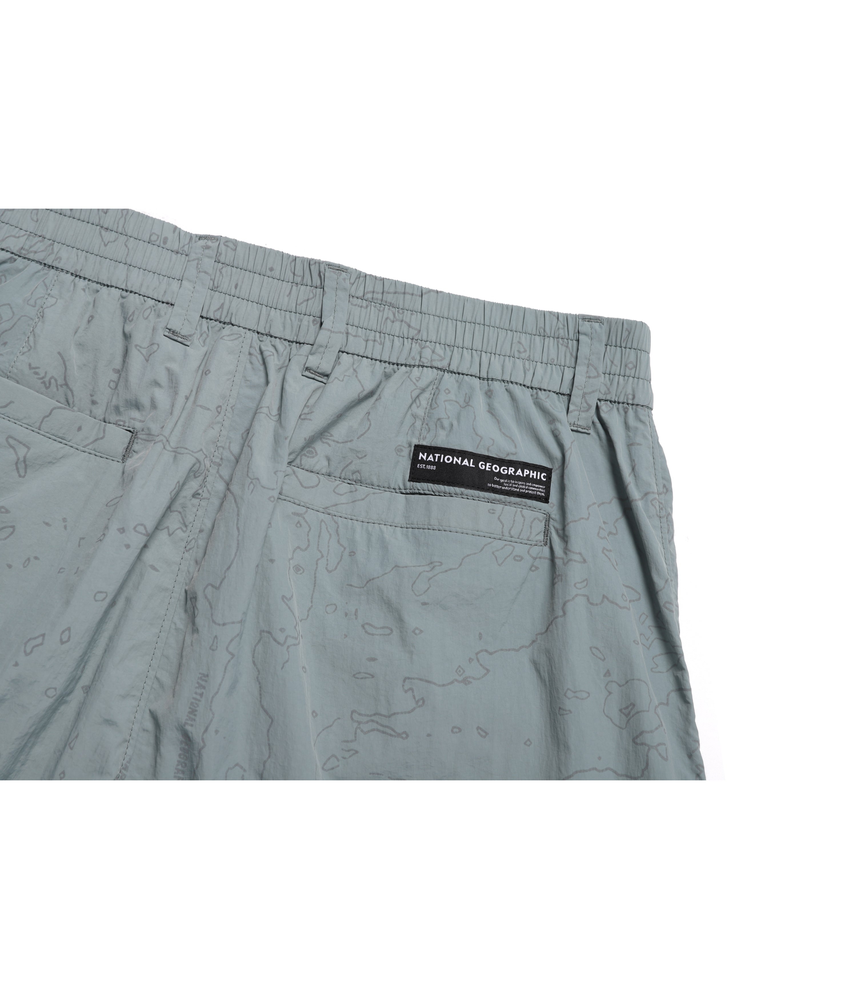 Unisex NRN Utility Allover Print Set Up Shorts<br>STONE GREY