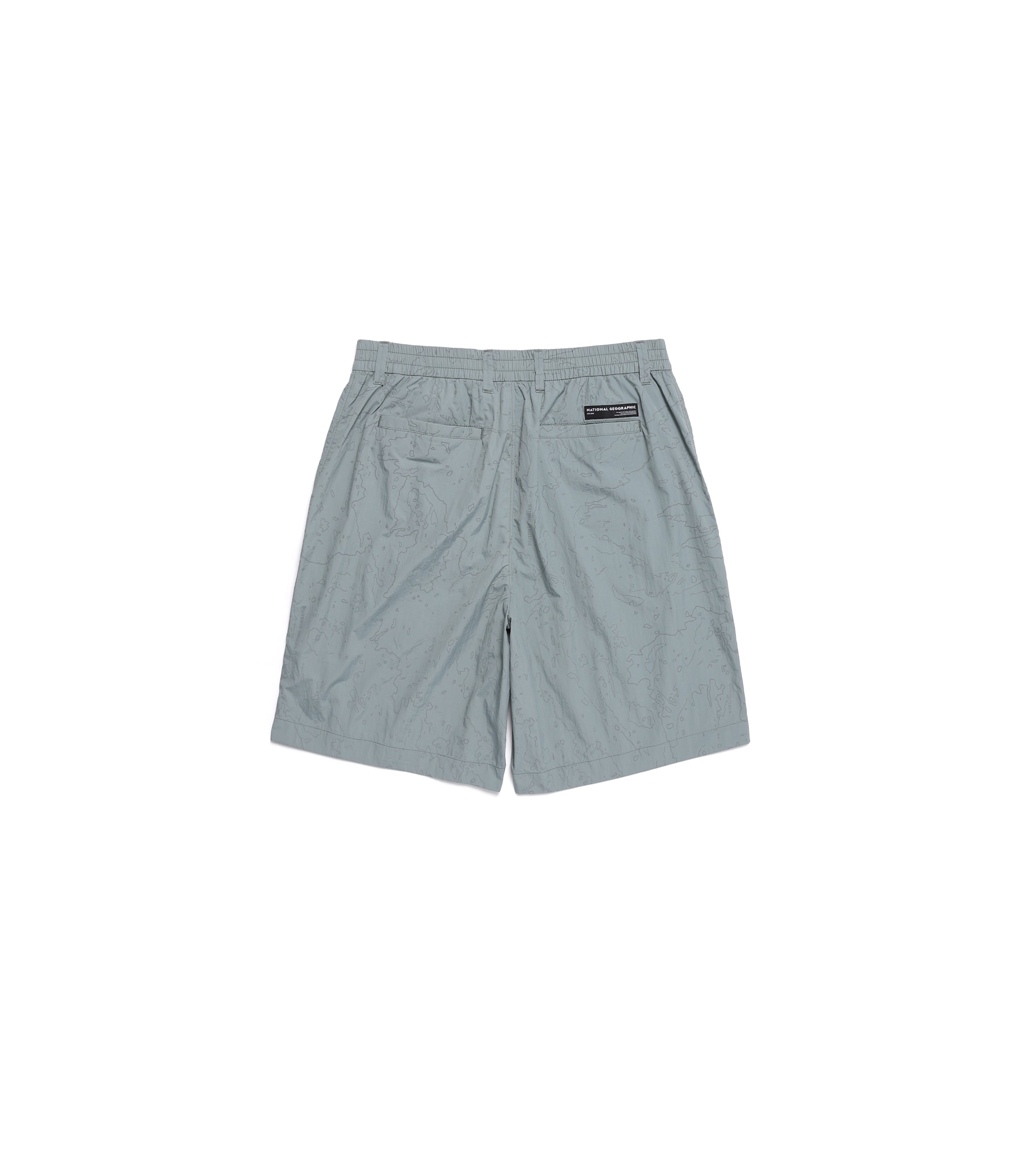 Unisex NRN Utility Allover Print Set Up Shorts<br>STONE GREY