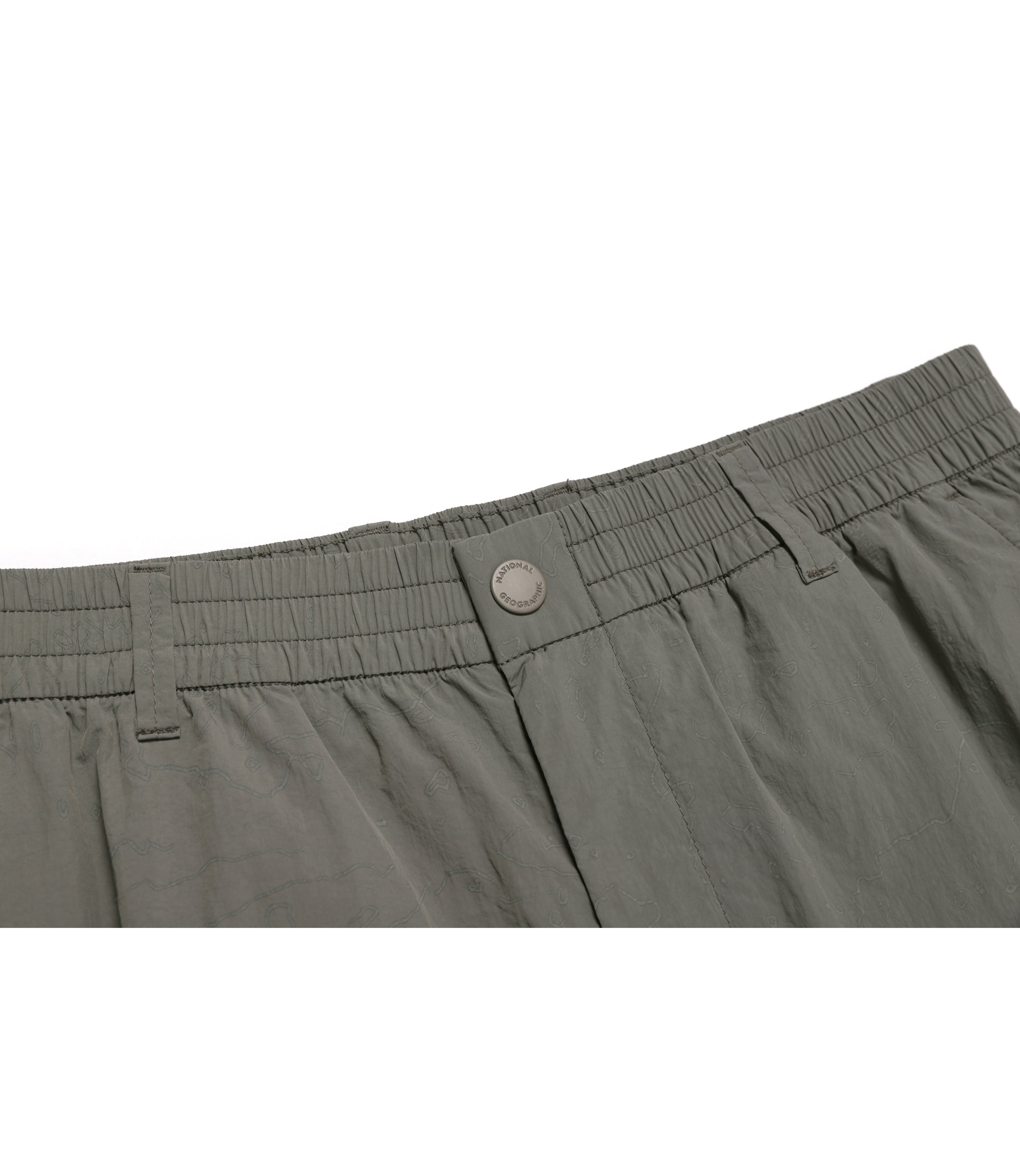 Unisex NRN Utility Allover Print Set Up Shorts<br>KHAKI GREEN