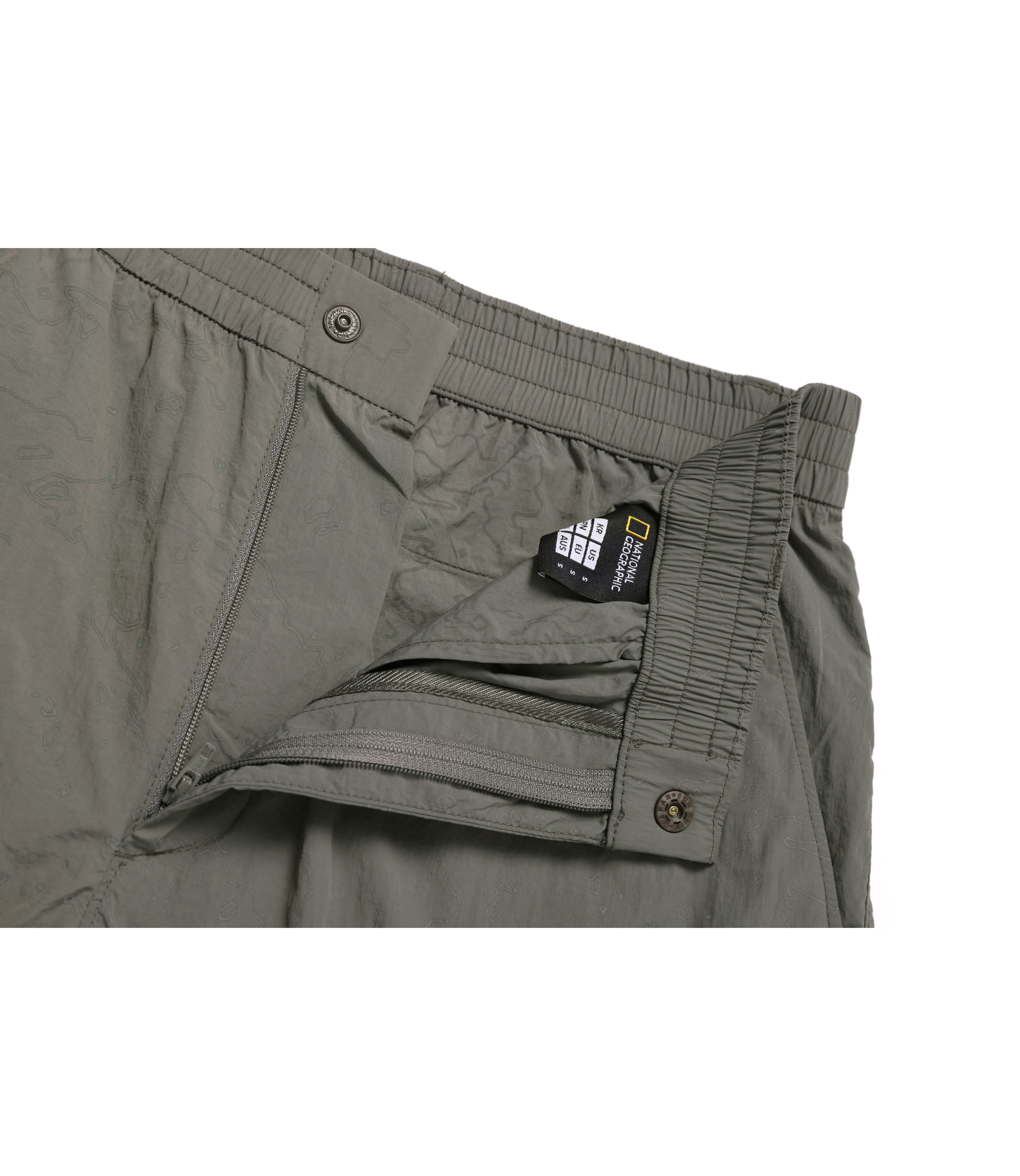 Unisex NRN Utility Allover Print Set Up Shorts<br>KHAKI GREEN