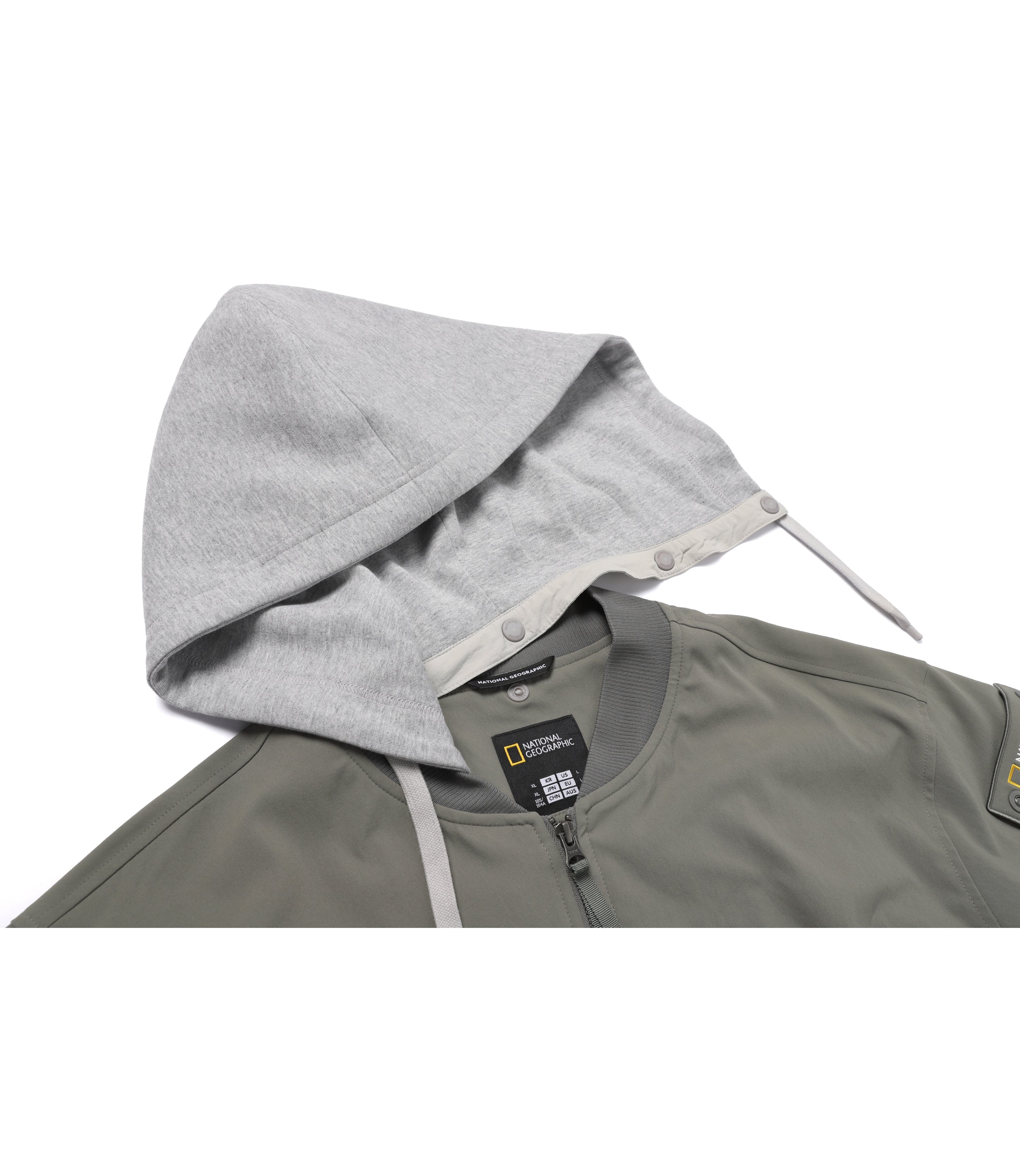 Men's LONTRA Detachable Hooded Jumper<br>G/KHAKI