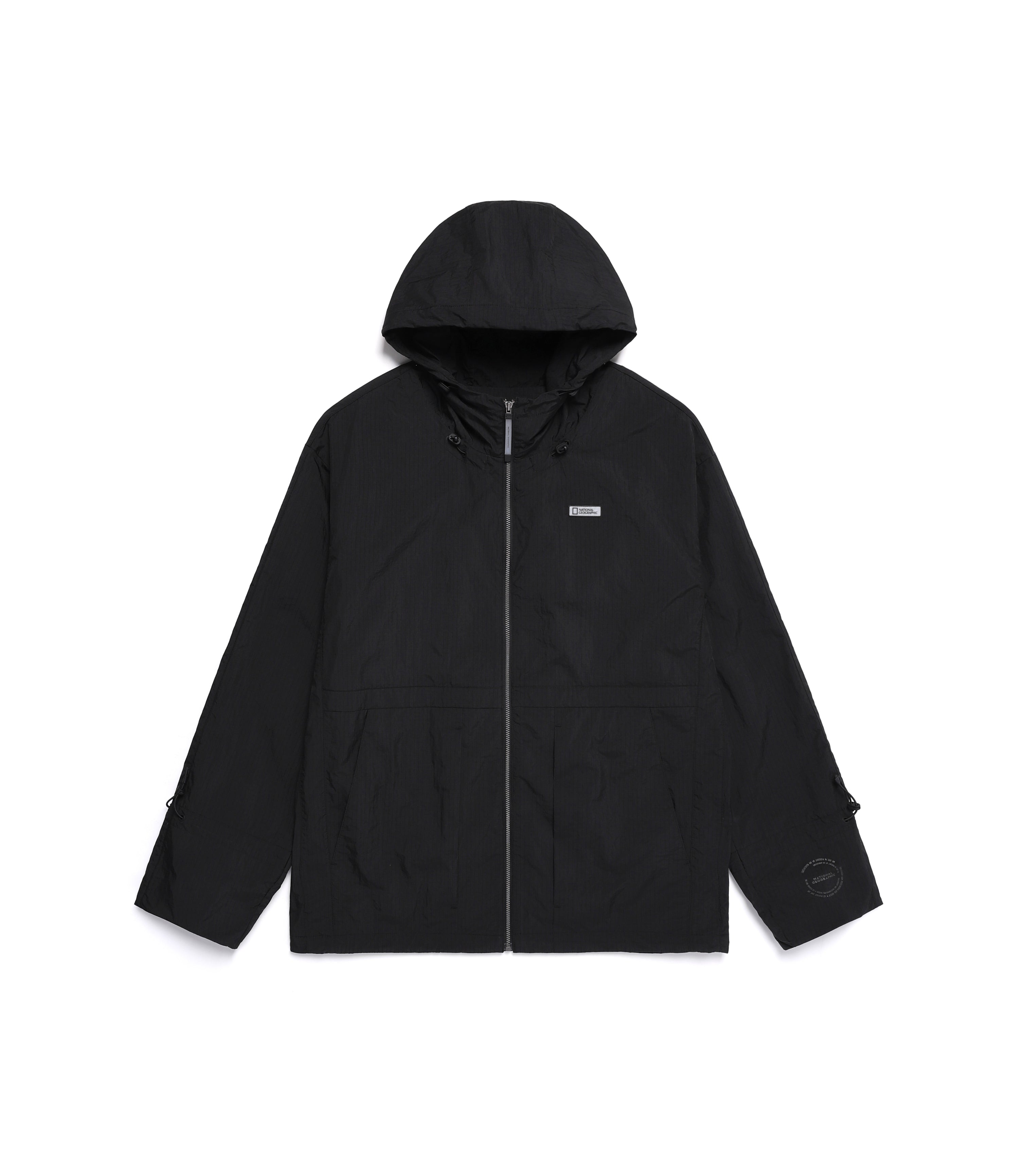 Unisex NRN Shirring Woven Set Up Windbreaker<br>CARBON BLACK