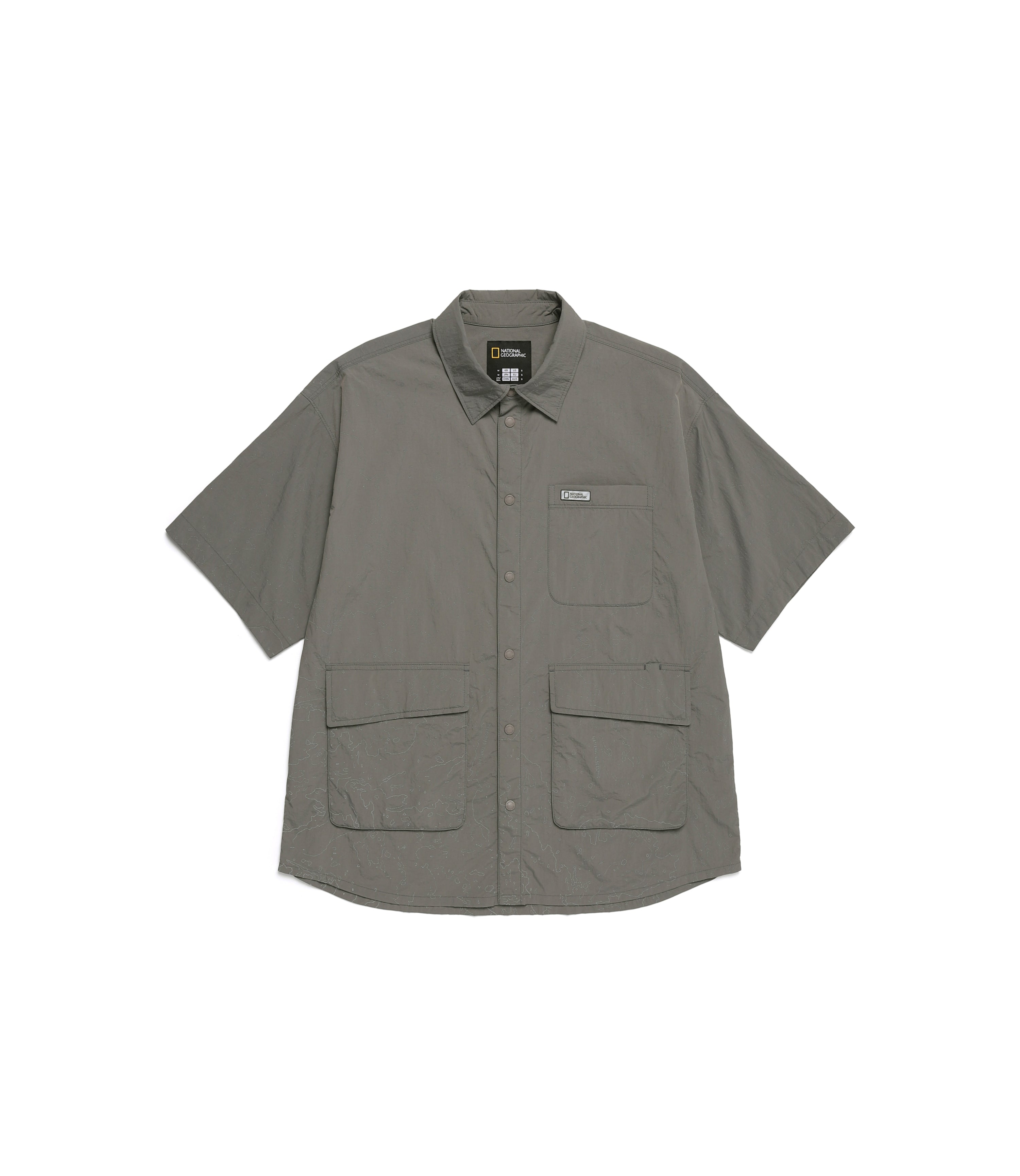 Unisex NRN Utility Allover Print Set Up Shirt<br>KHAKI GREEN