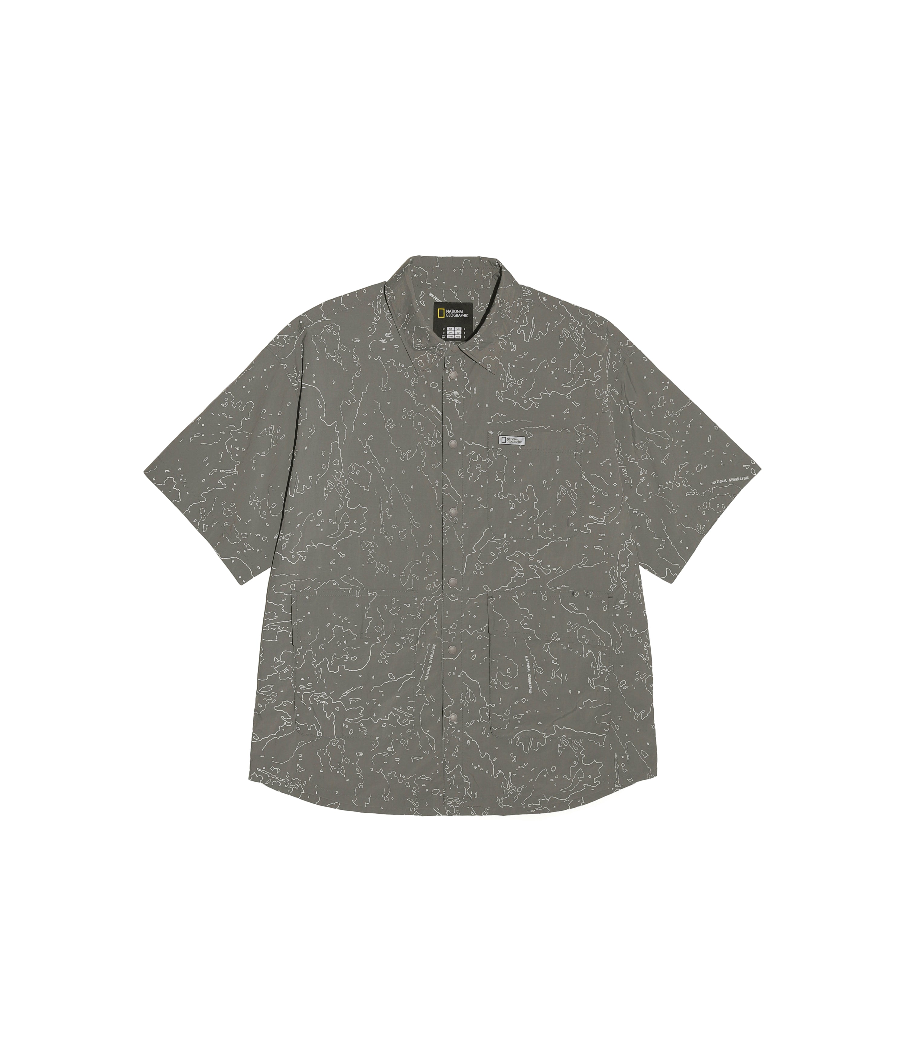 Unisex NRN Utility Allover Print Set Up Shirt<br>KHAKI GREEN