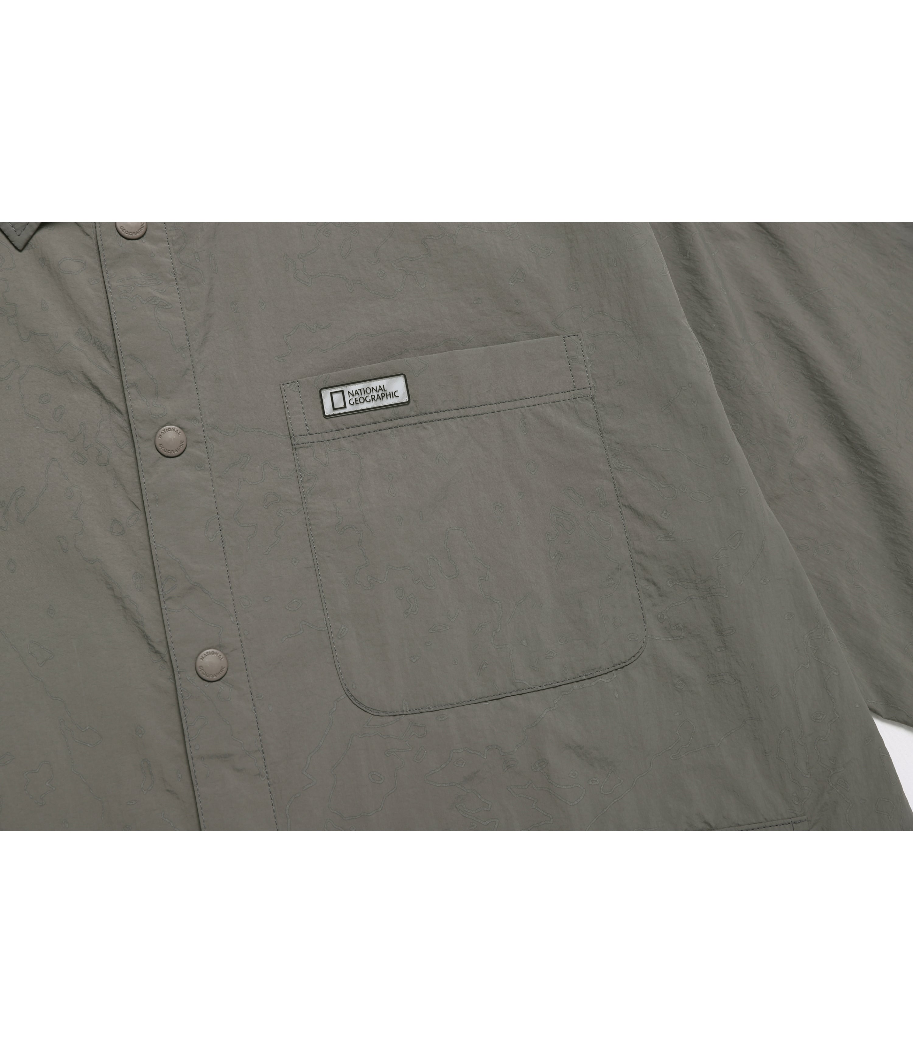 Unisex NRN Utility Allover Print Set Up Shirt<br>KHAKI GREEN