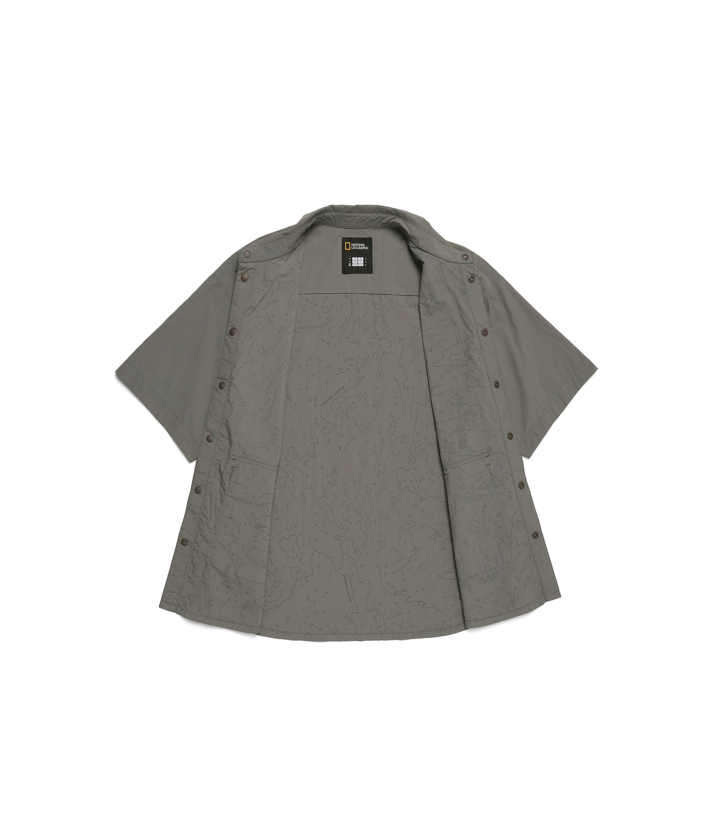 Unisex NRN Utility Allover Print Set Up Shirt<br>KHAKI GREEN