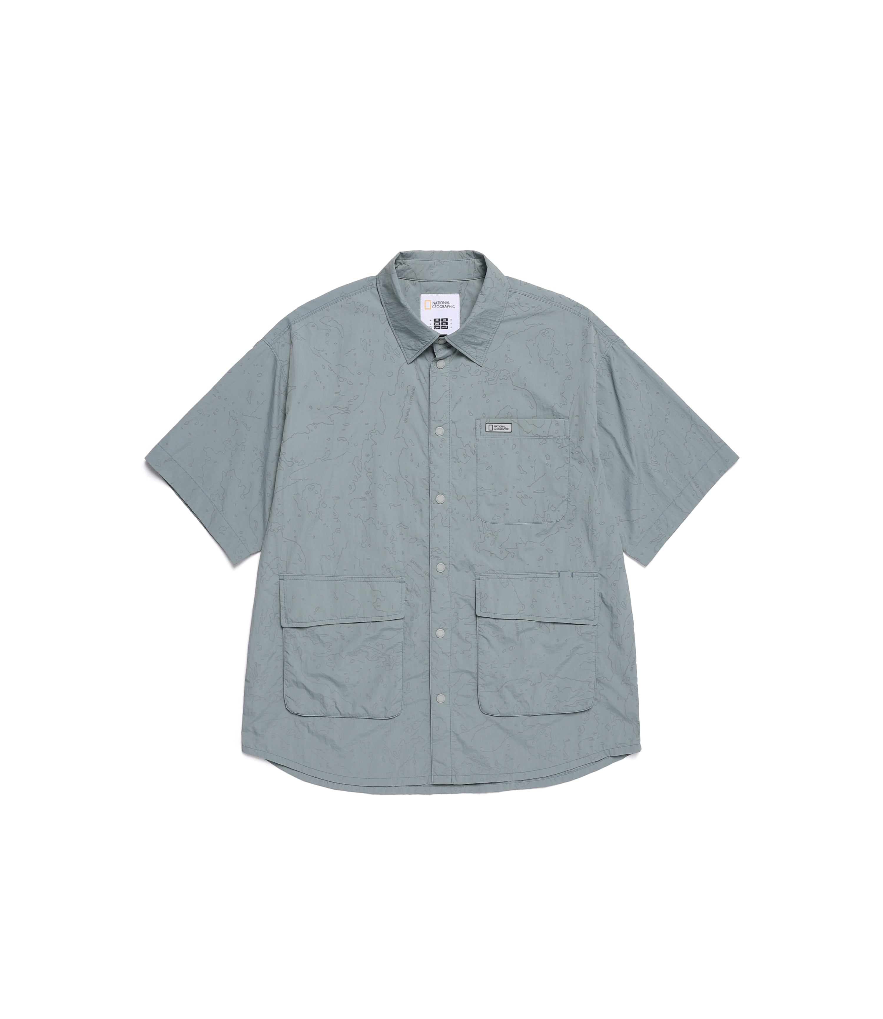 Unisex NRN Utility Allover Print Set Up Shirt<br>STONE GREY
