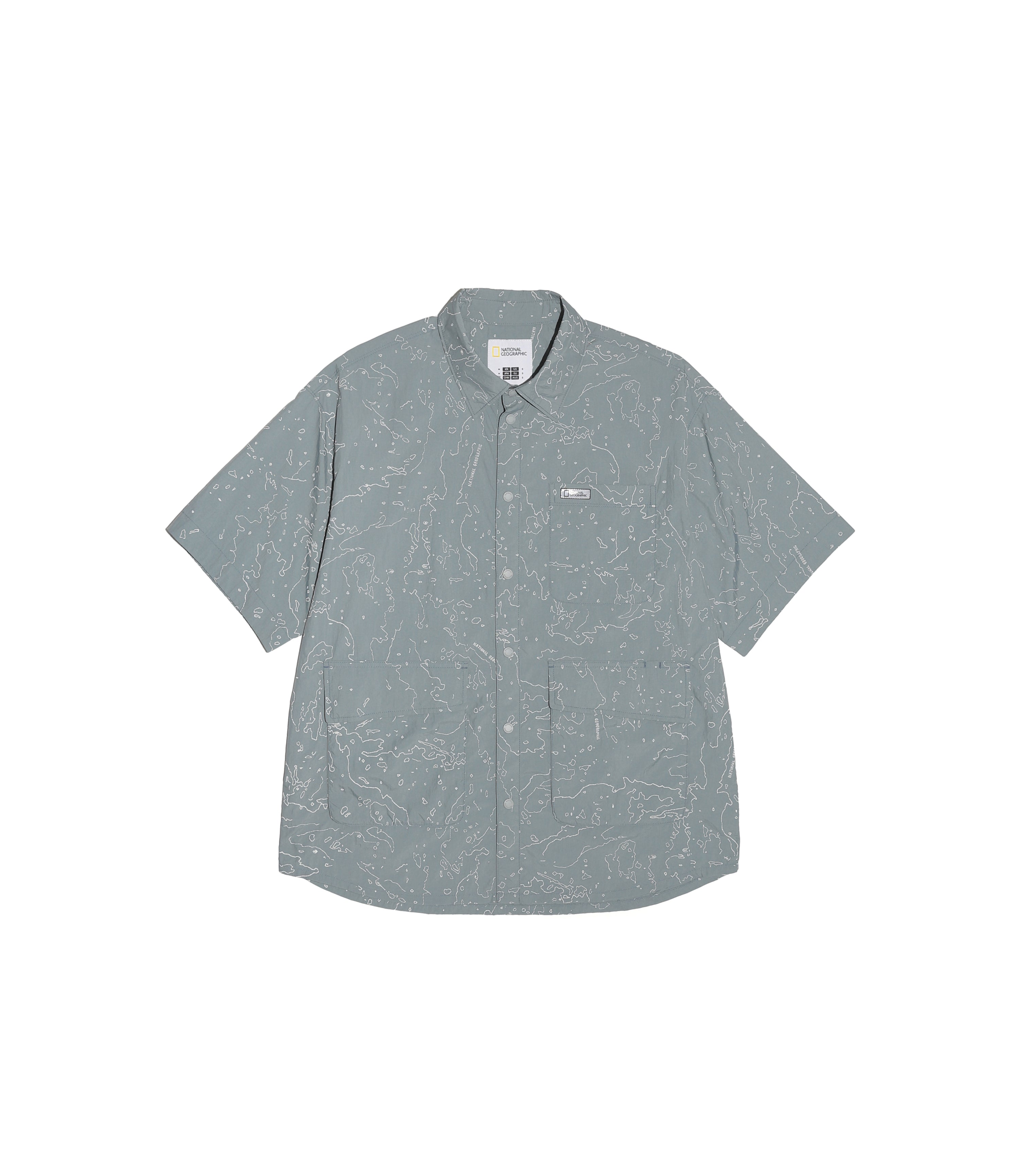 Unisex NRN Utility Allover Print Set Up Shirt<br>STONE GREY