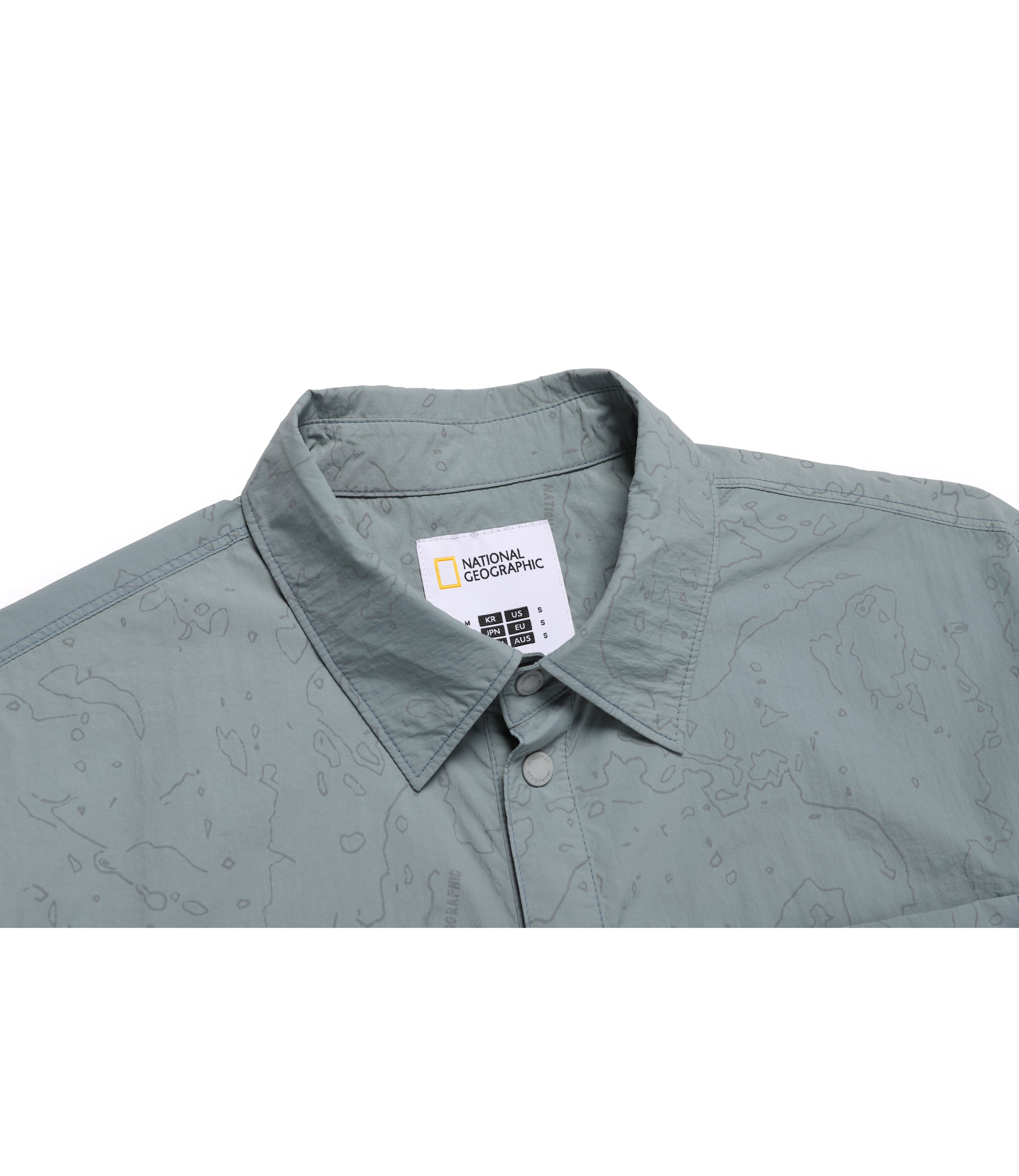 Unisex NRN Utility Allover Print Set Up Shirt<br>STONE GREY