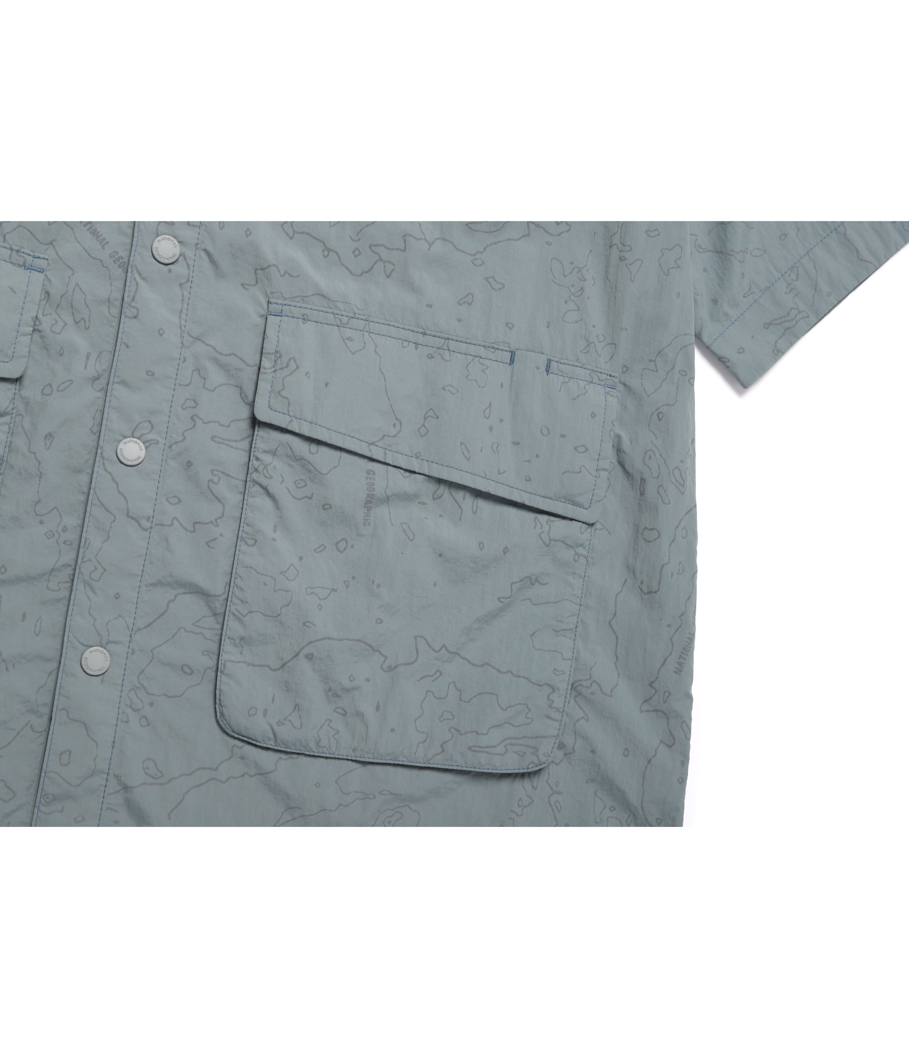 Unisex NRN Utility Allover Print Set Up Shirt<br>STONE GREY