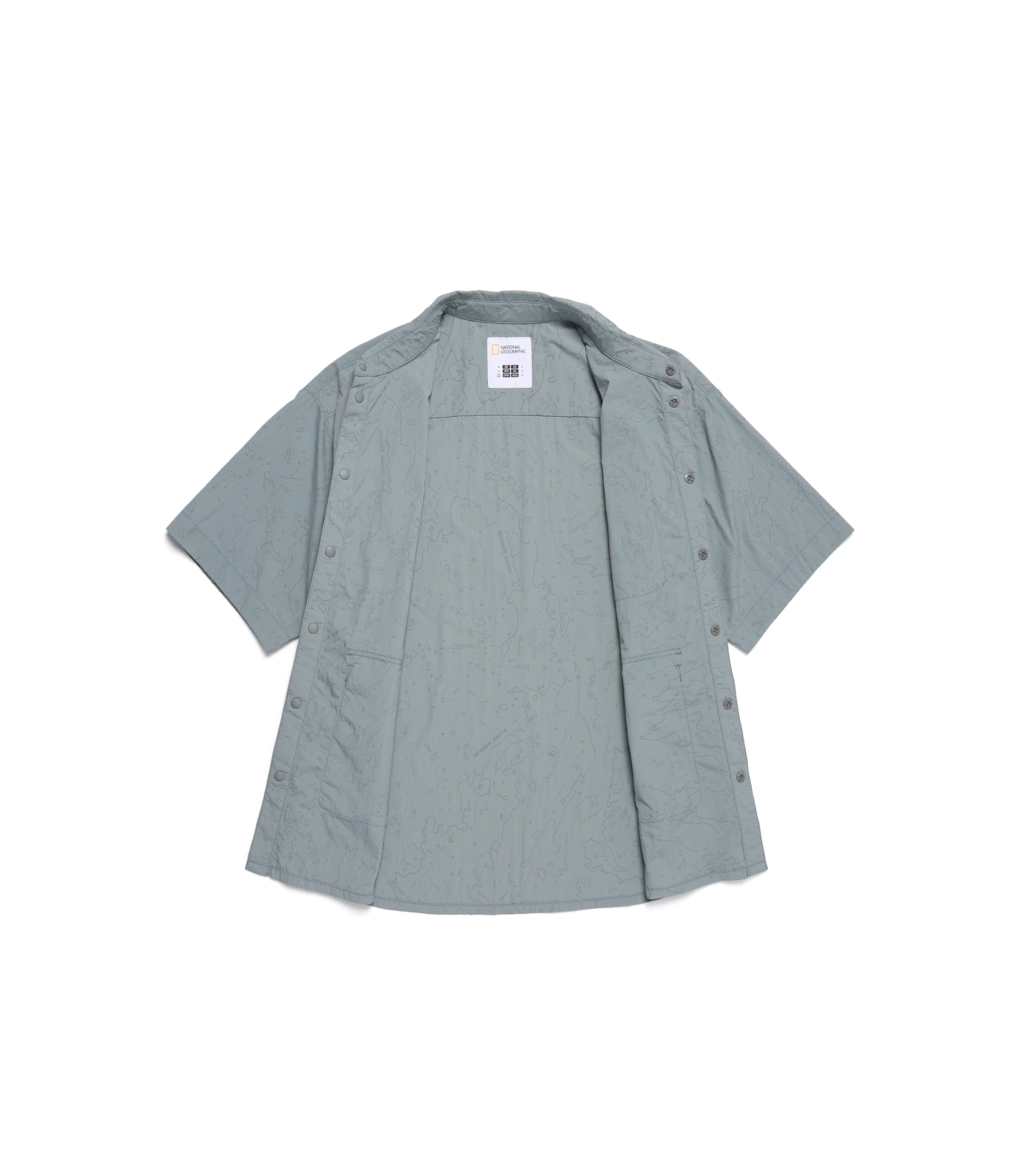 Unisex NRN Utility Allover Print Set Up Shirt<br>STONE GREY