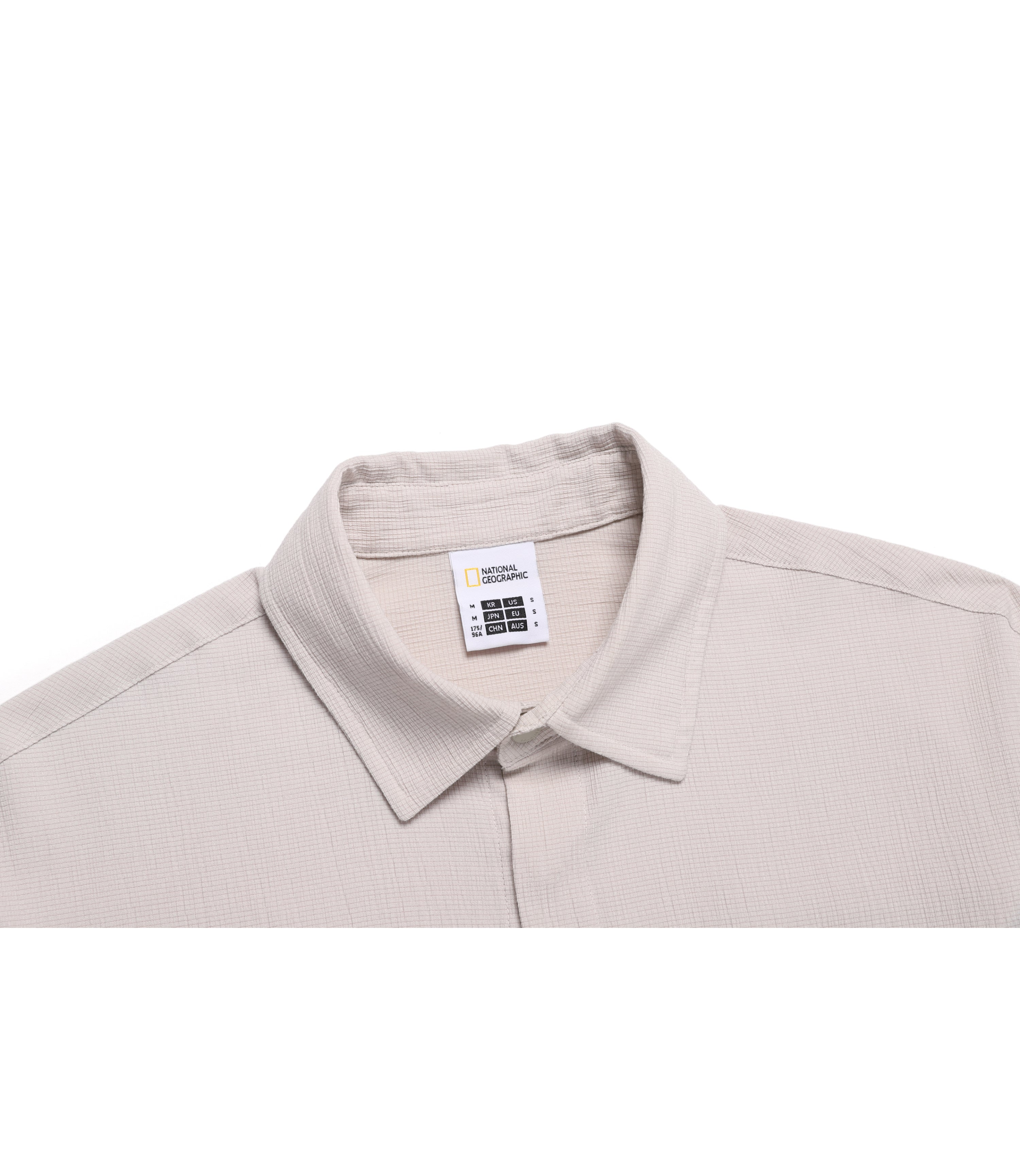 Unisex Crinkle Semi-Over Fit Short Sleeve Shirt<br>OAK BEIGE