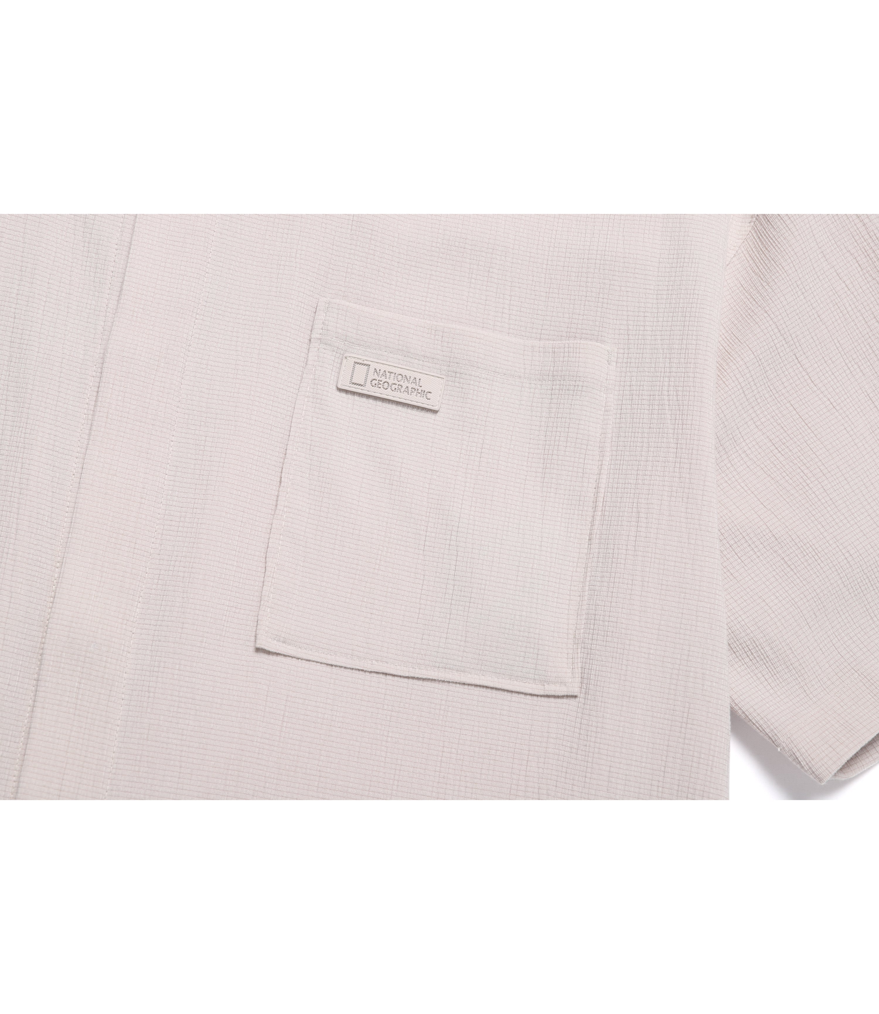 Unisex Crinkle Semi-Over Fit Short Sleeve Shirt<br>OAK BEIGE