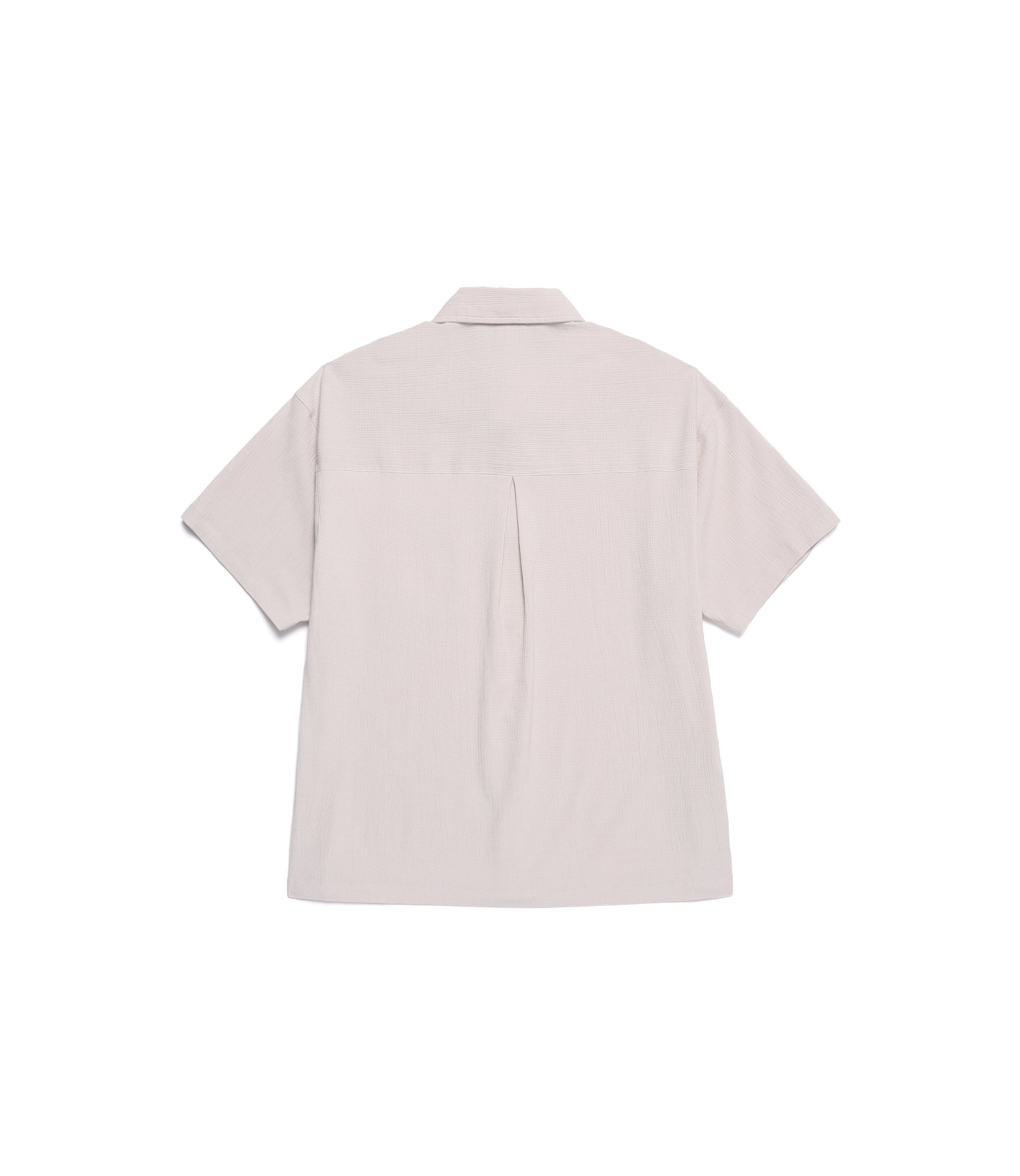 Unisex Crinkle Semi-Over Fit Short Sleeve Shirt<br>OAK BEIGE