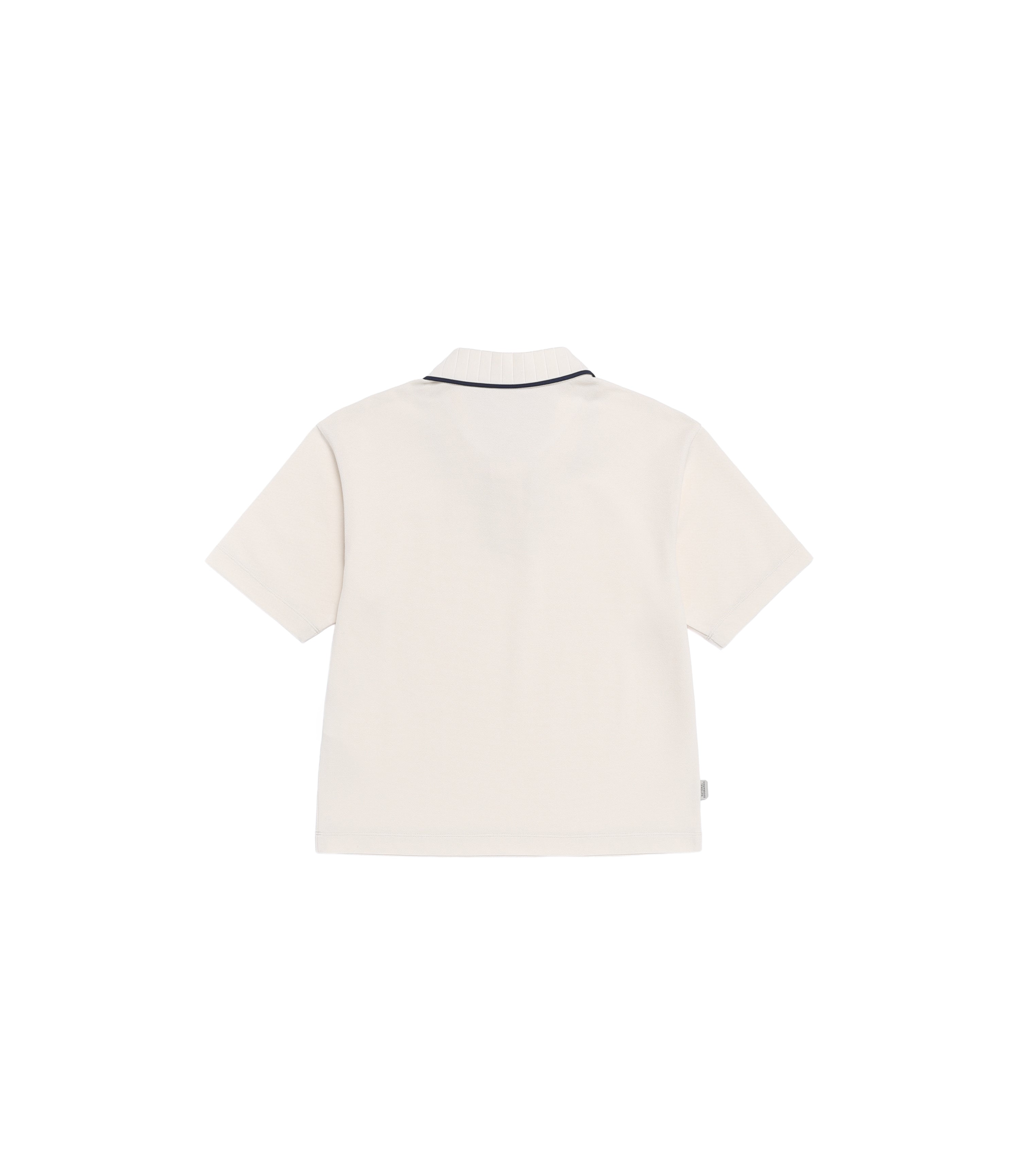 Women's Modified Pique Variation Short Sleeve Collar Tee<br>IVORY