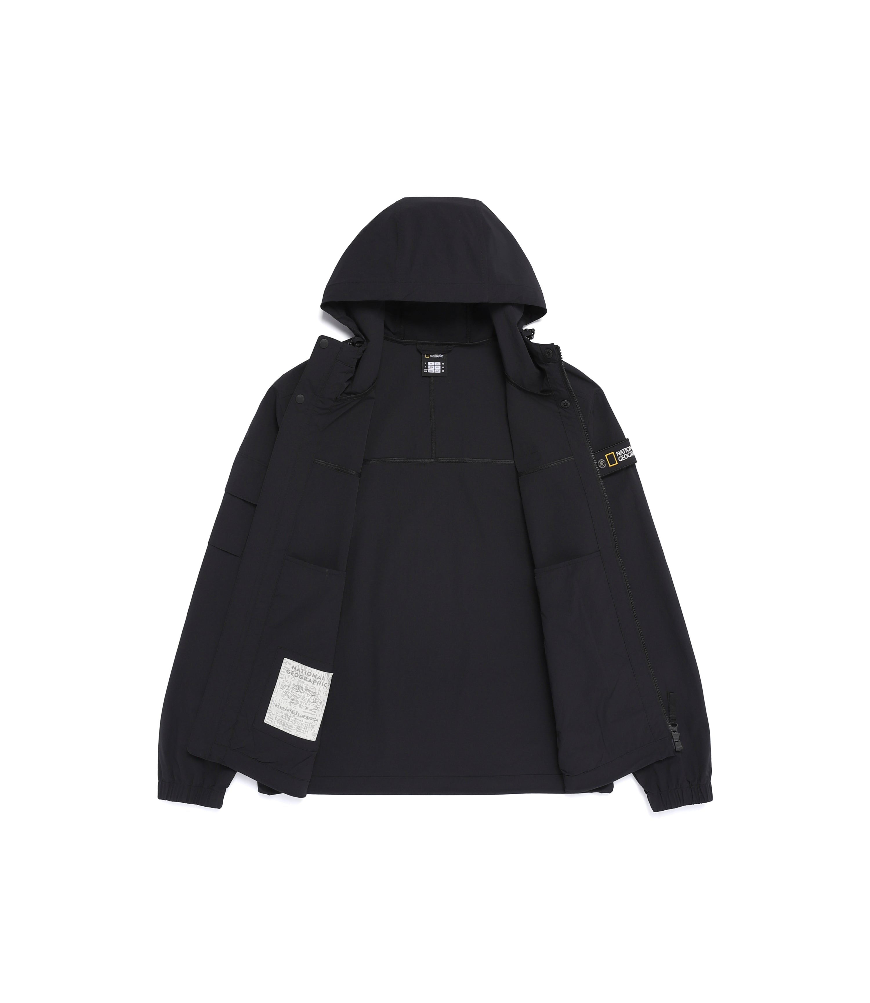 Unisex ADELIE Stretch Full Zip-Up Hooded Jumper<br>BLACK