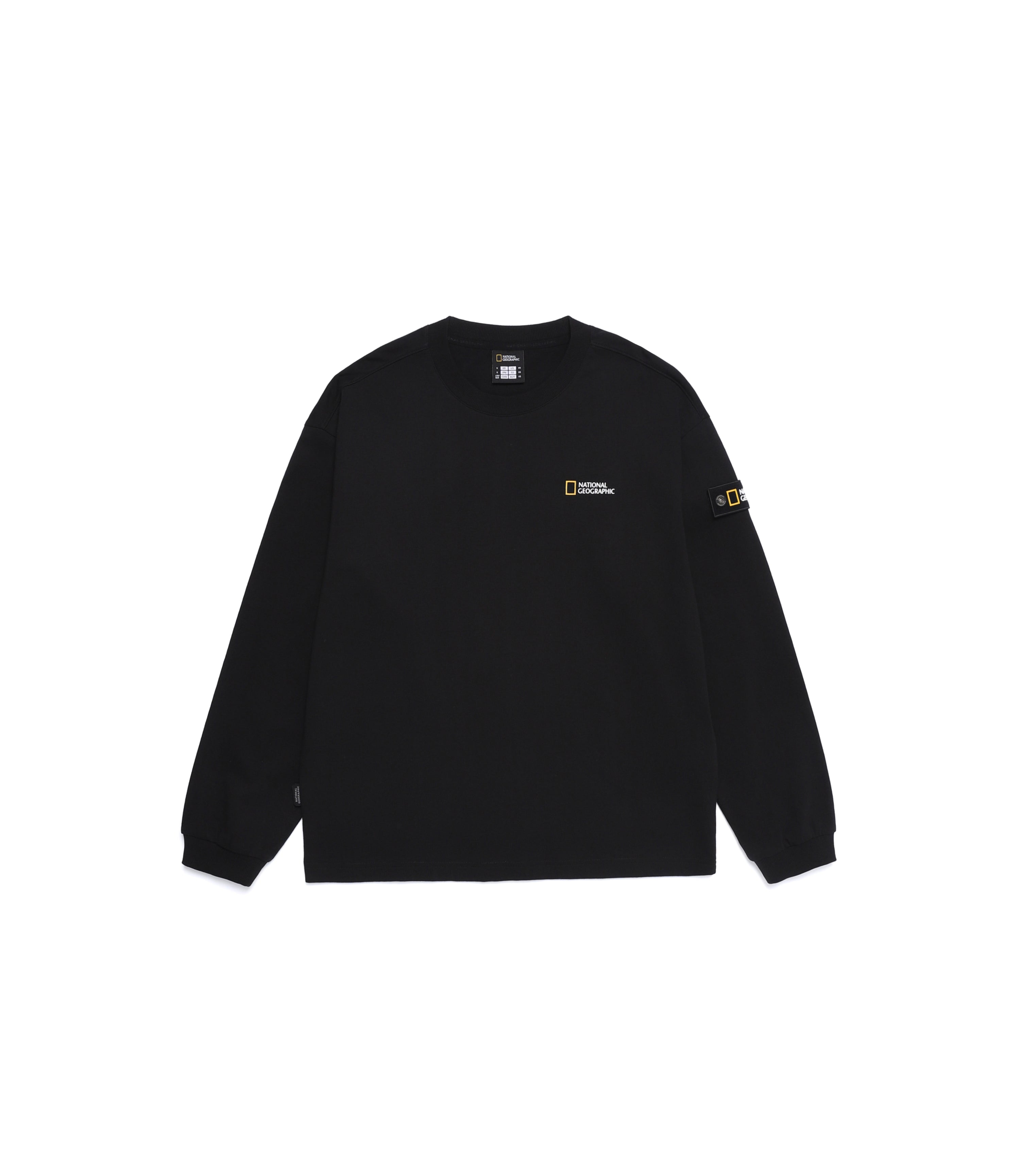 Unisex Semi-Over Fit Long Sleeve Tee<br>BLACK