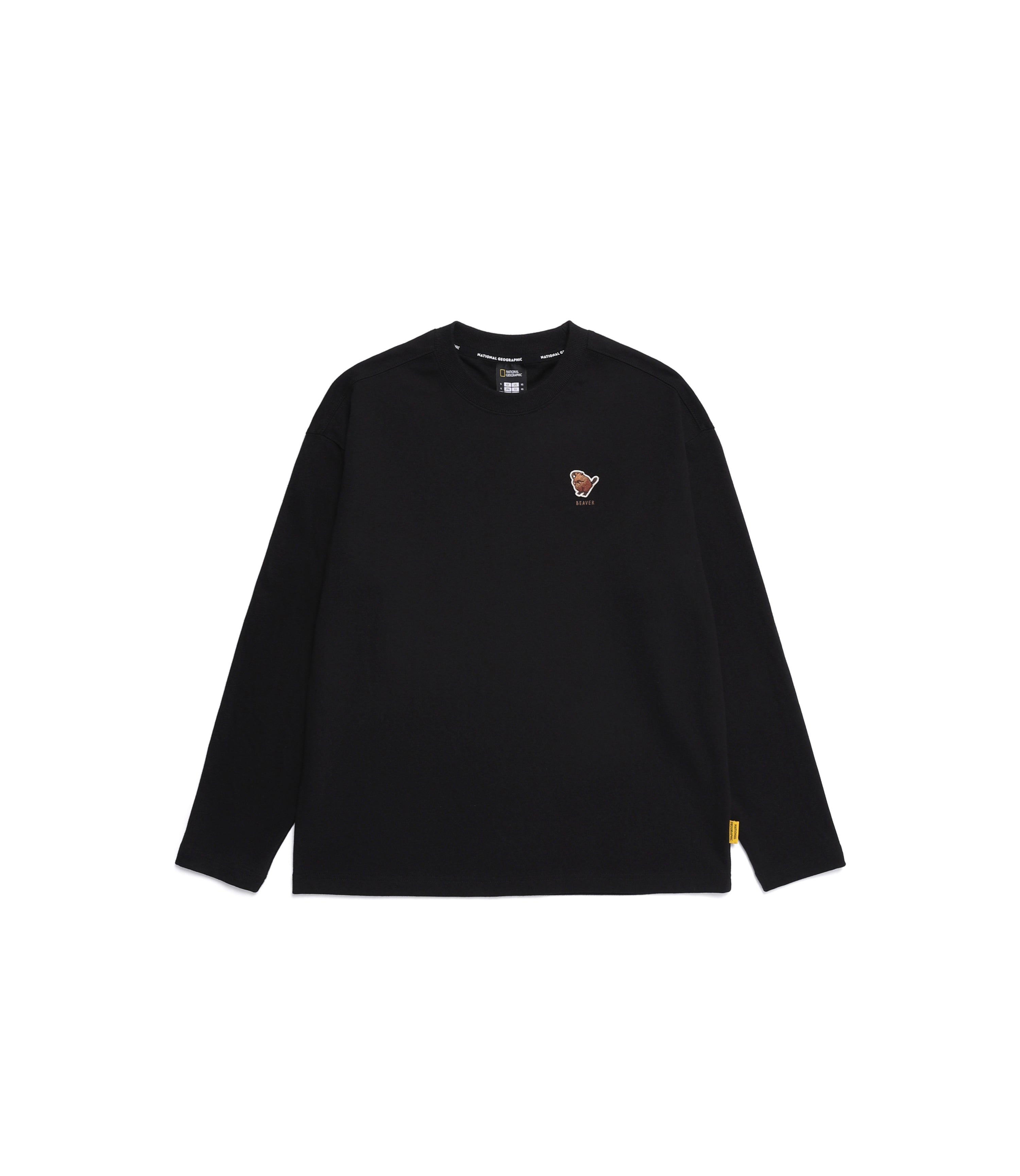 Unisex Animal Wappen Semi-Over Fit Long Sleeve Tee<br>CARBON BLACK