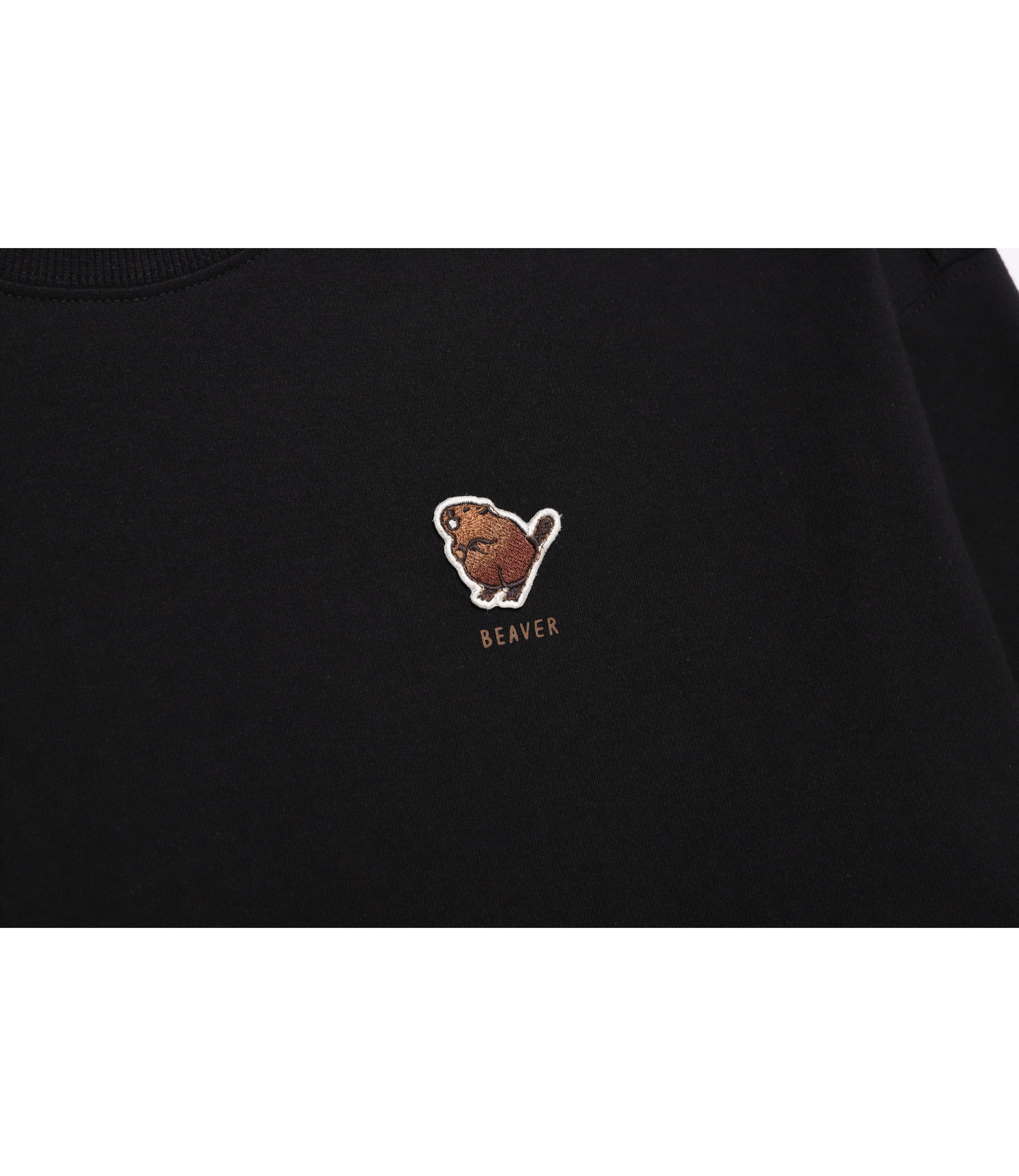 Unisex Animal Wappen Semi-Over Fit Long Sleeve Tee<br>CARBON BLACK