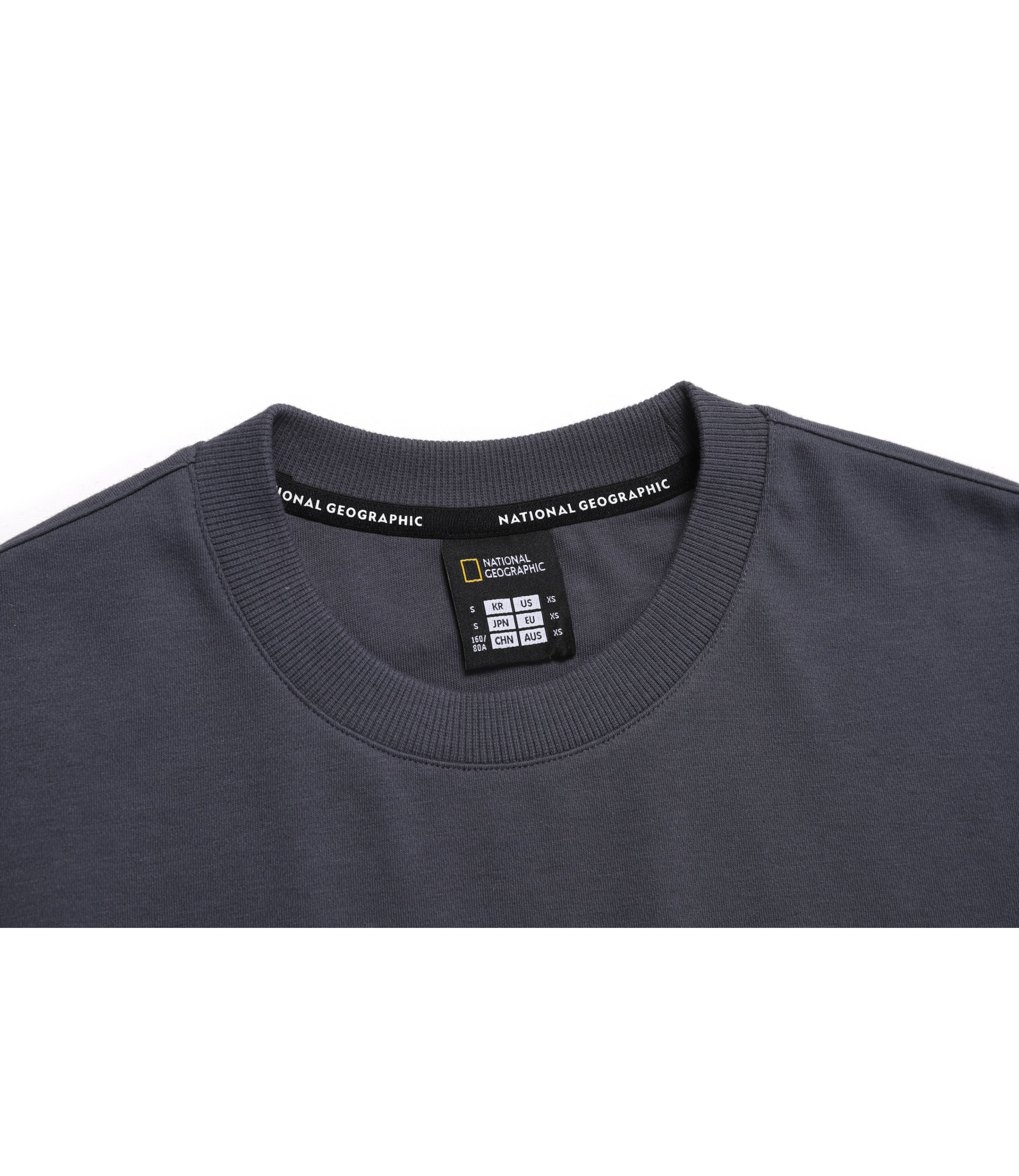 Women's Light Knit Semi Crop Round Short Sleeve Tee<br>BLUE GREY