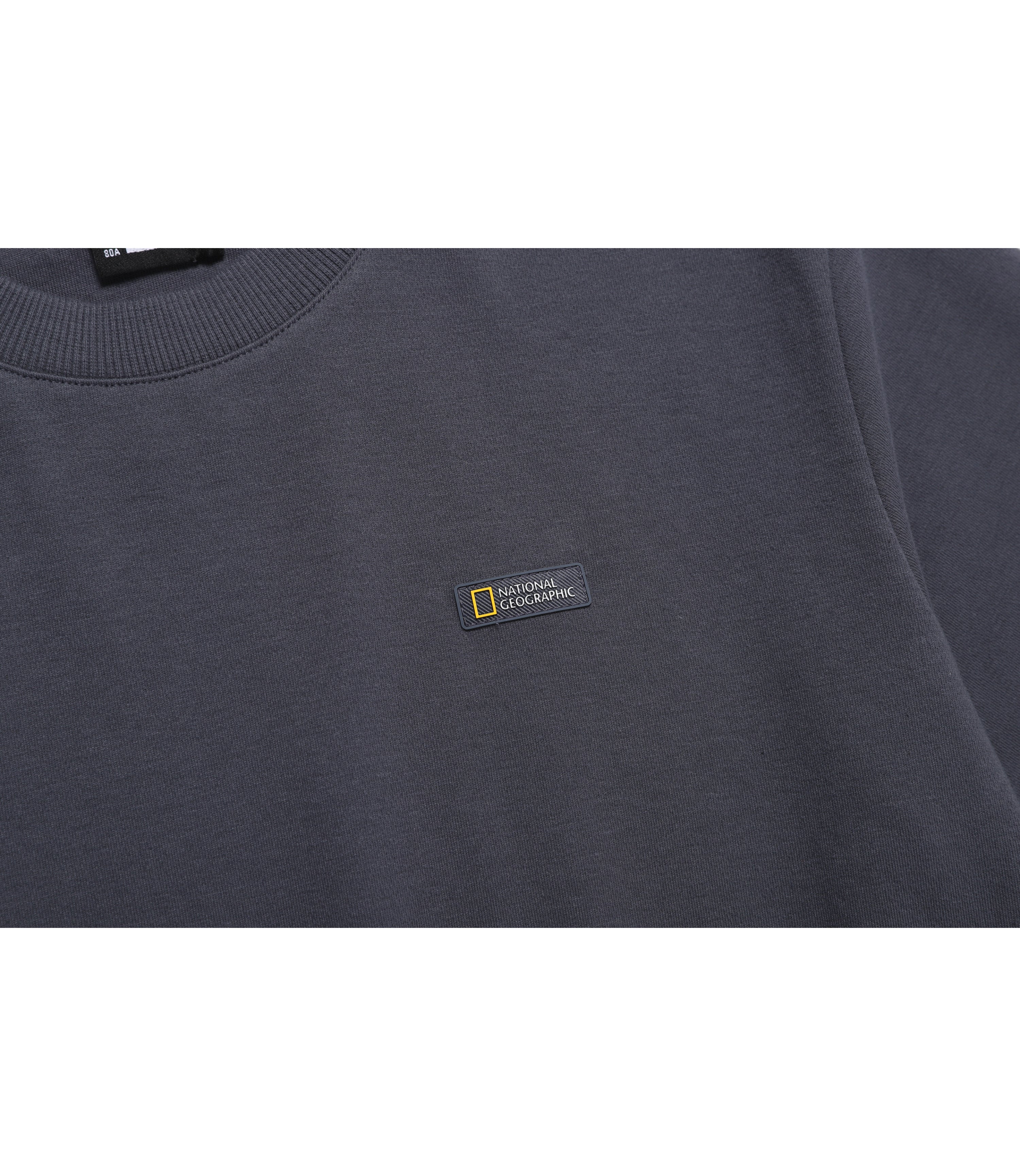 Women's Light Knit Semi Crop Round Short Sleeve Tee<br>BLUE GREY