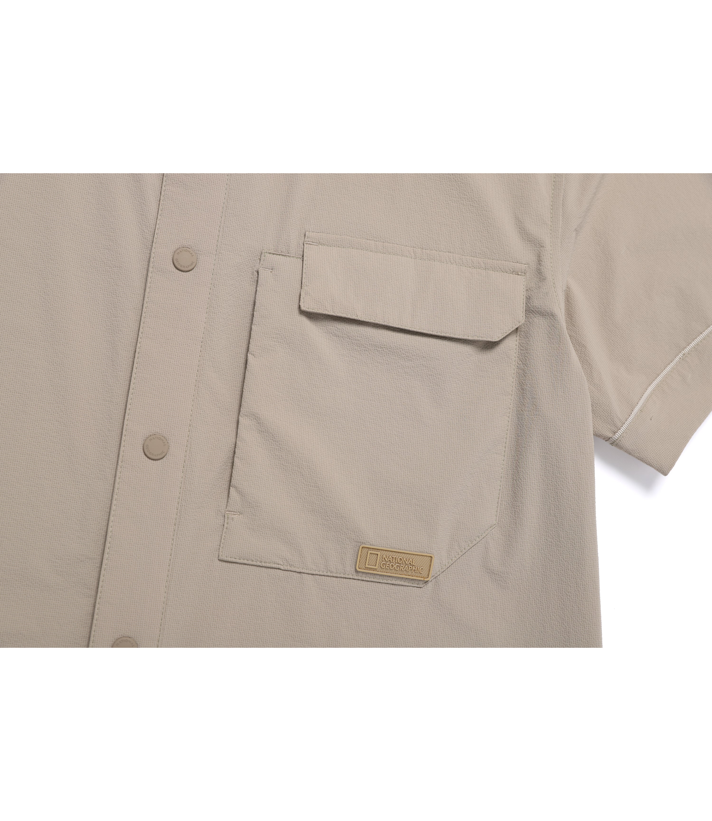 Mens Air Seersucker Short Sleeve Shirt<br>OAK BEIGE
