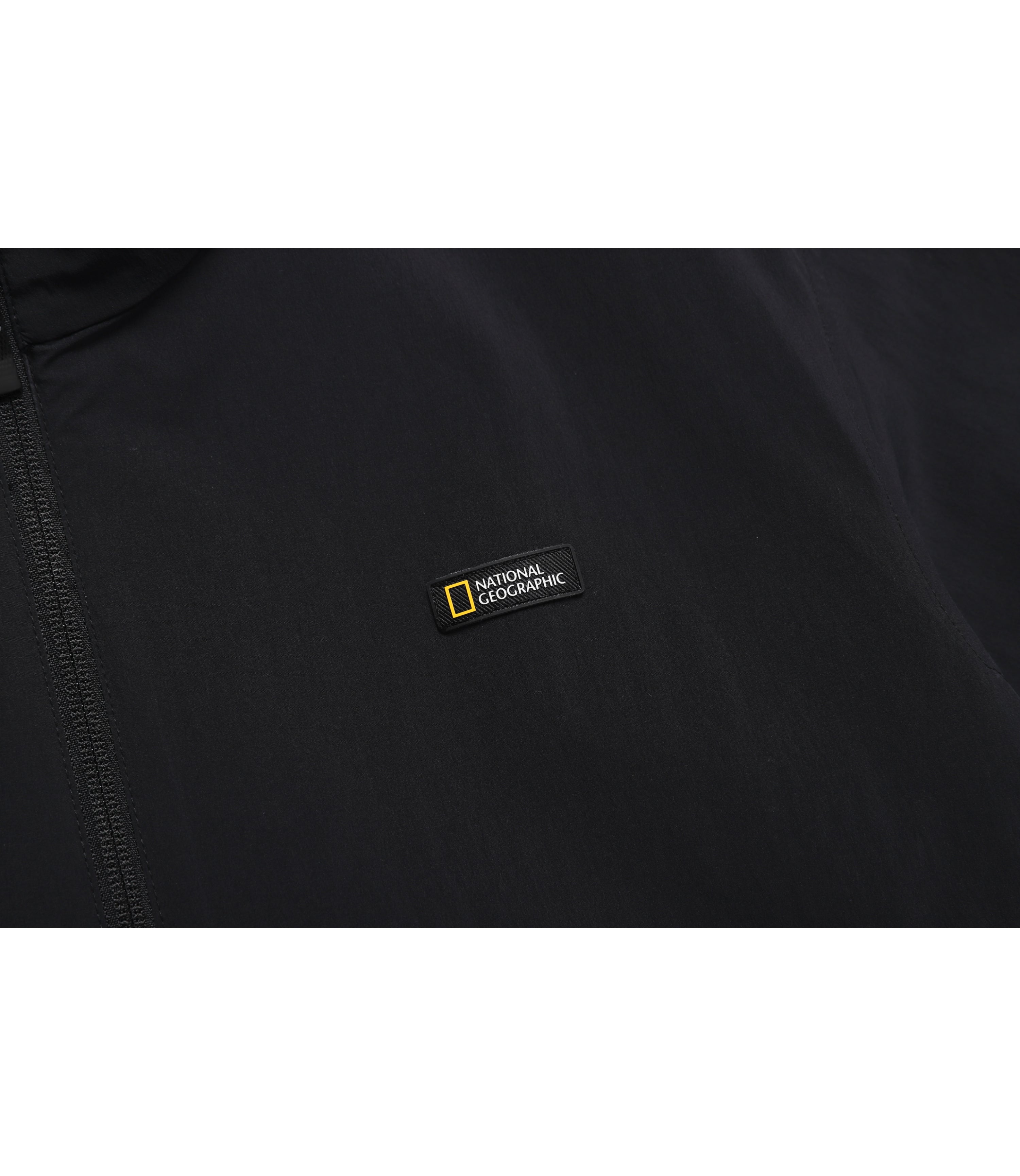 Unisex ADELIE Lightweight Woven Stretch Stand Neck Short Sleeve<br>CARBON BLACK