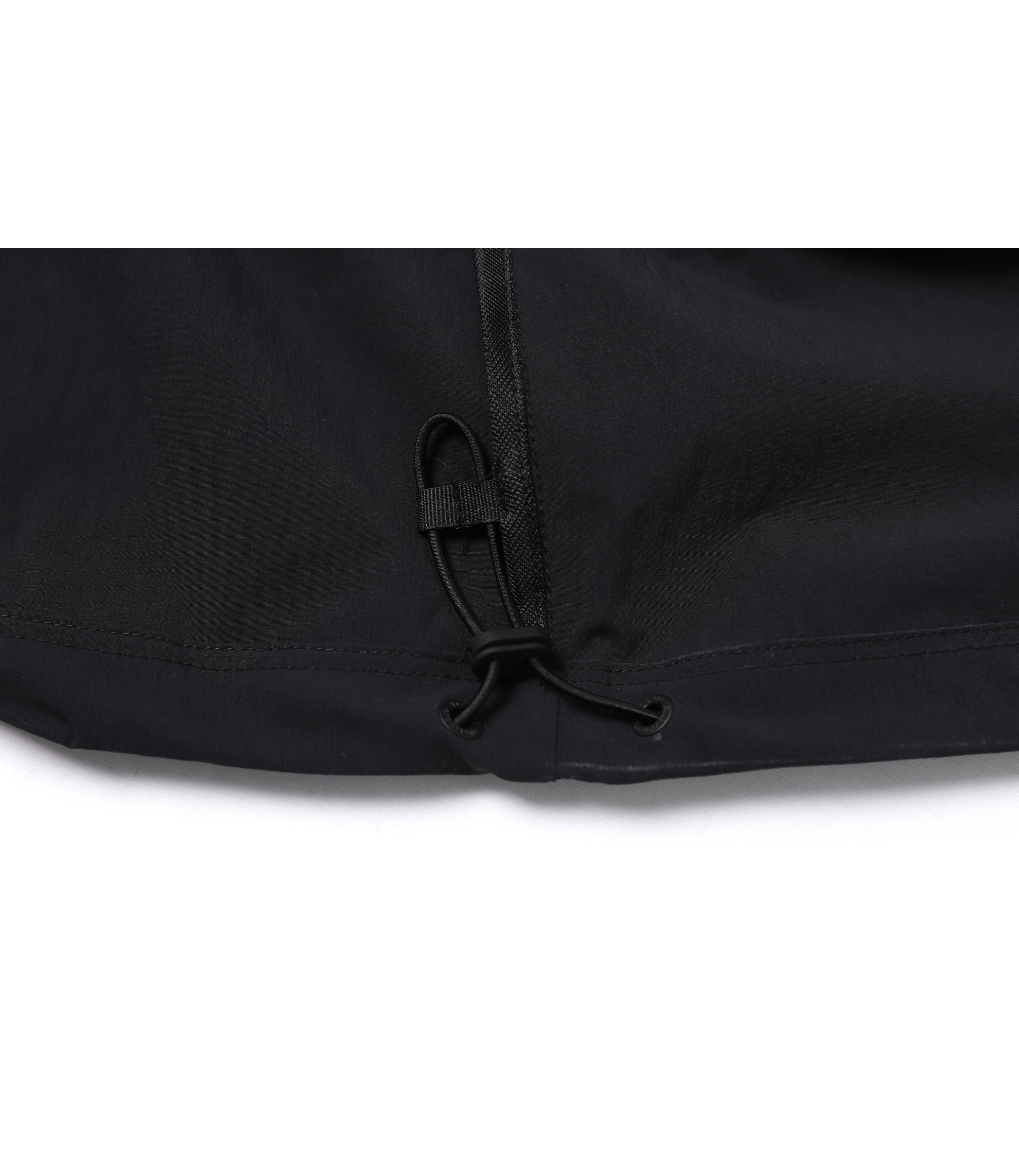 Unisex ADELIE Lightweight Woven Stretch Stand Neck Short Sleeve<br>CARBON BLACK