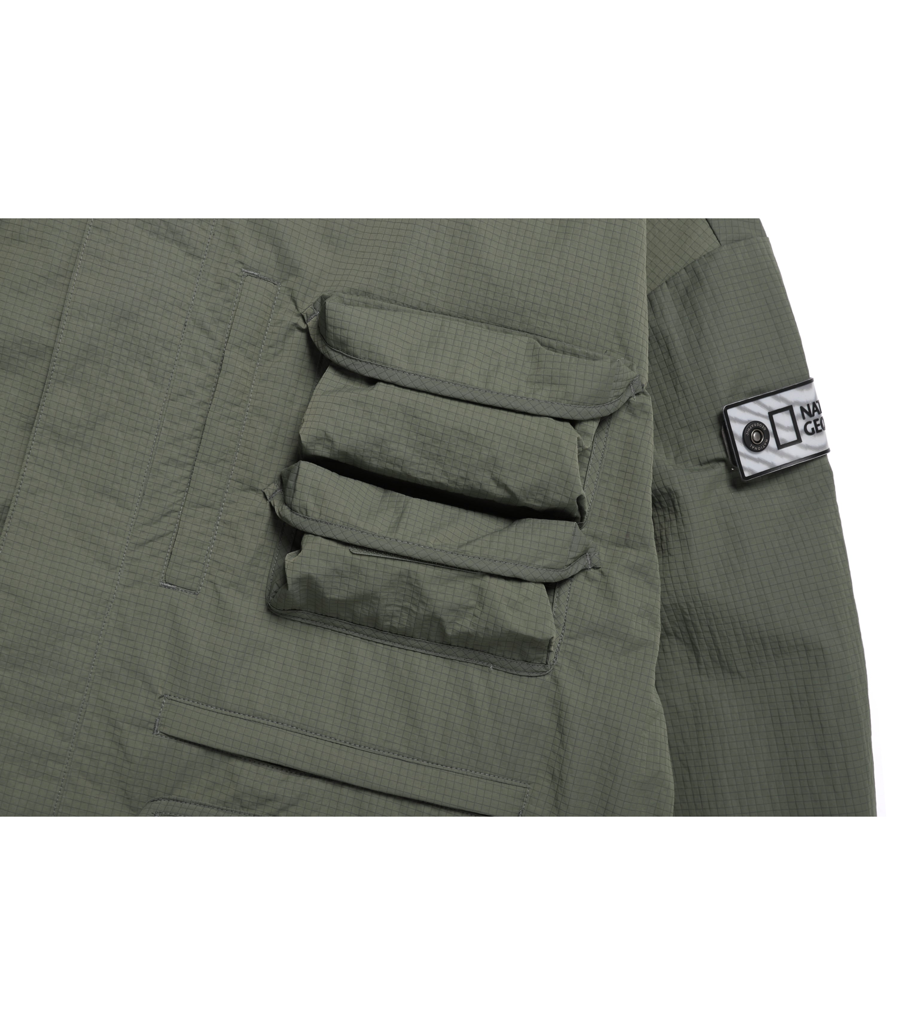 Men's NRN Multi Pocket Stand Neck Utility Jumper<br>KHAKI