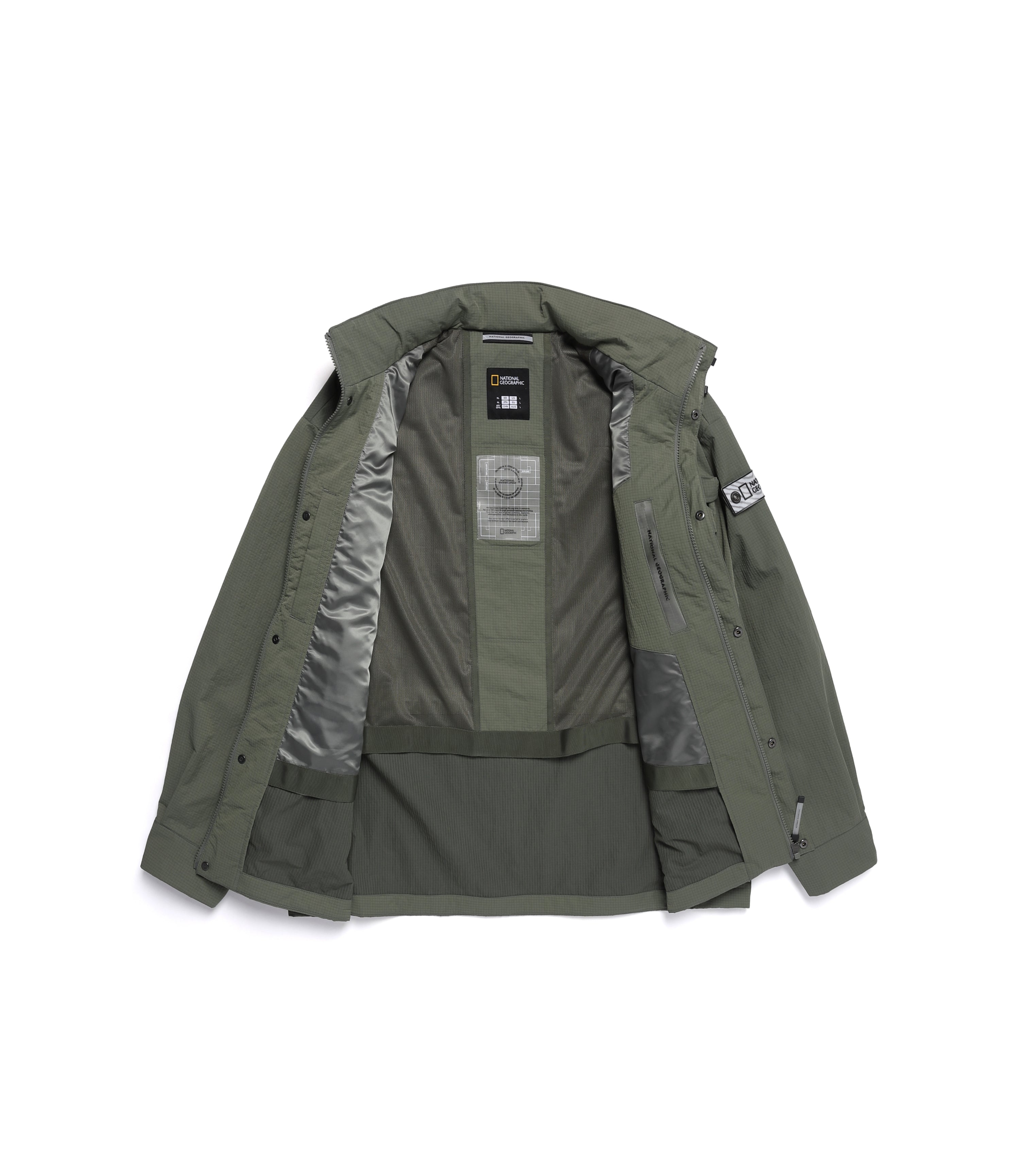 Men's NRN Multi Pocket Stand Neck Utility Jumper<br>KHAKI