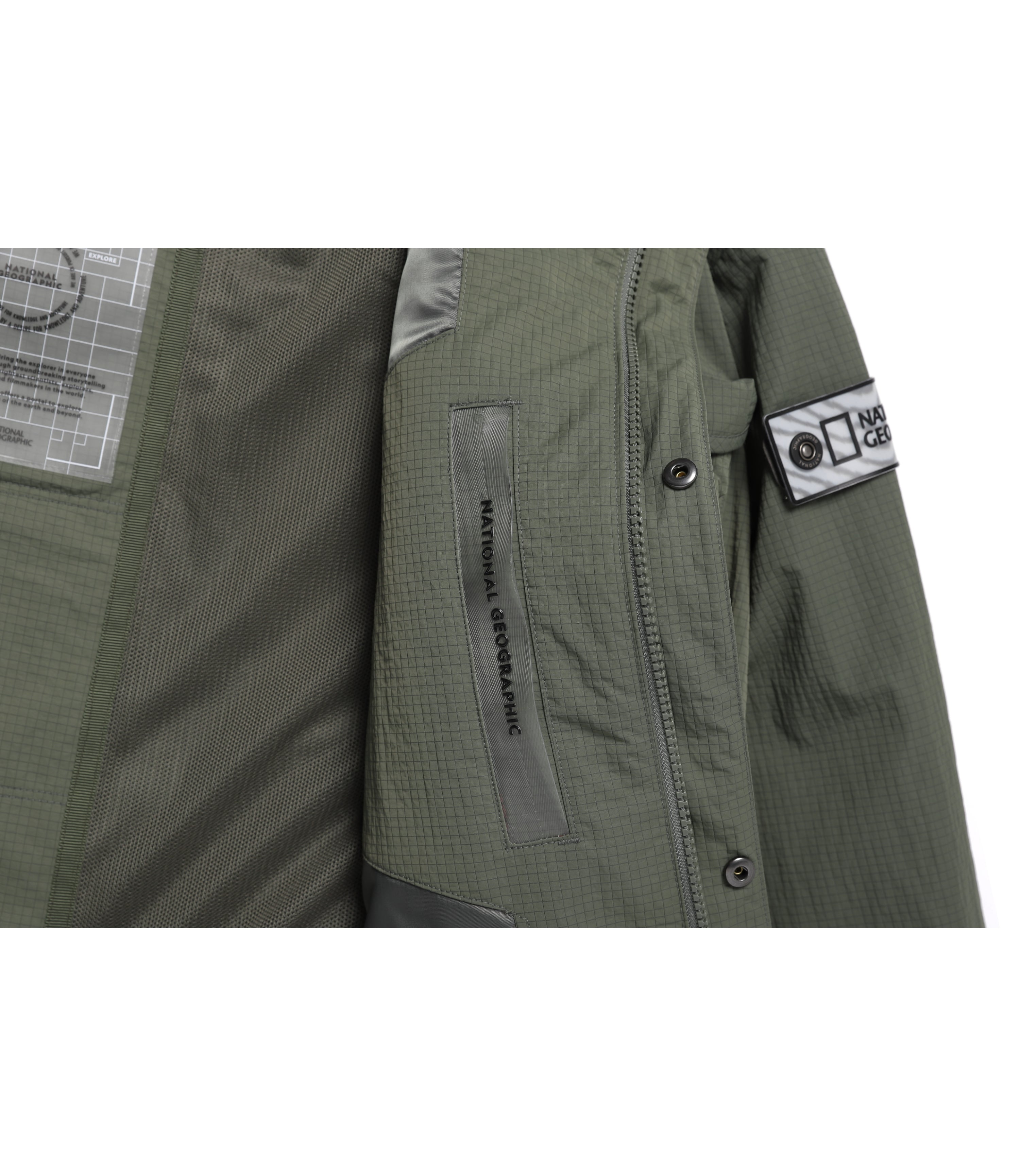 Men's NRN Multi Pocket Stand Neck Utility Jumper<br>KHAKI