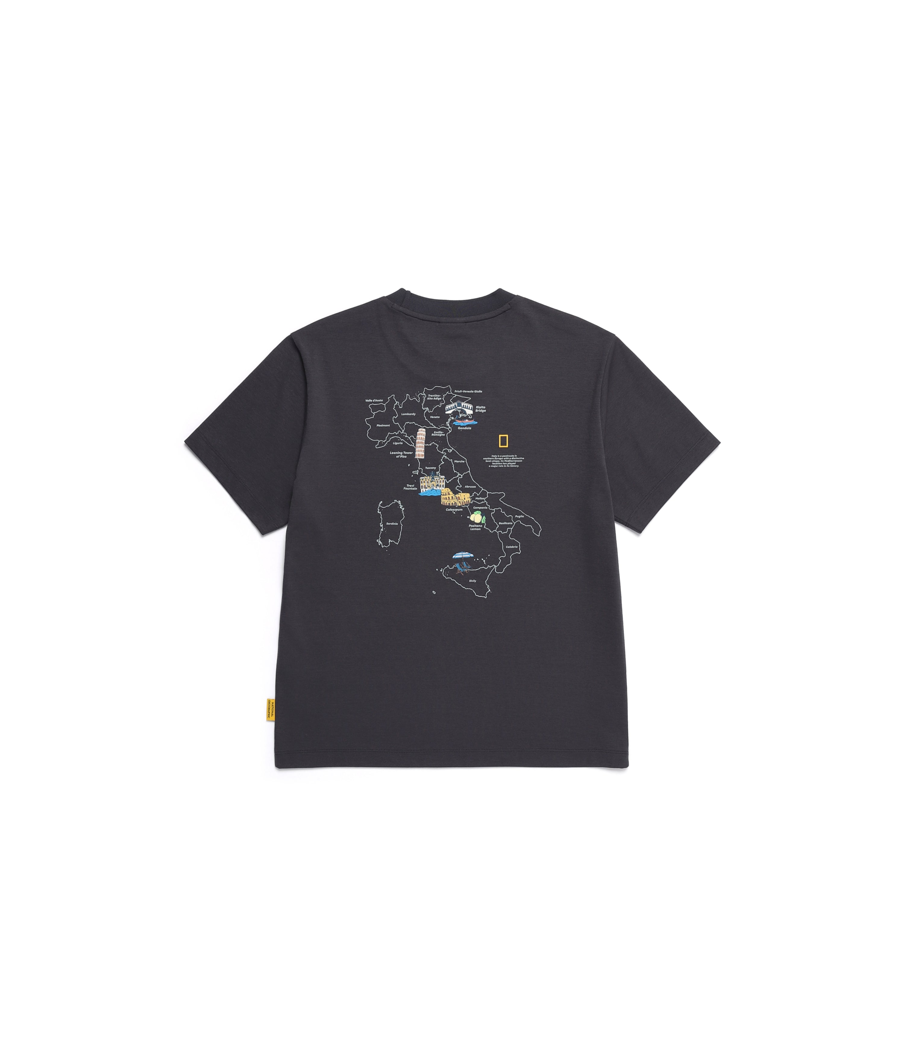 Unisex CROW Coolmax World Map Basic Fit Short Sleeve<br>D/GREY