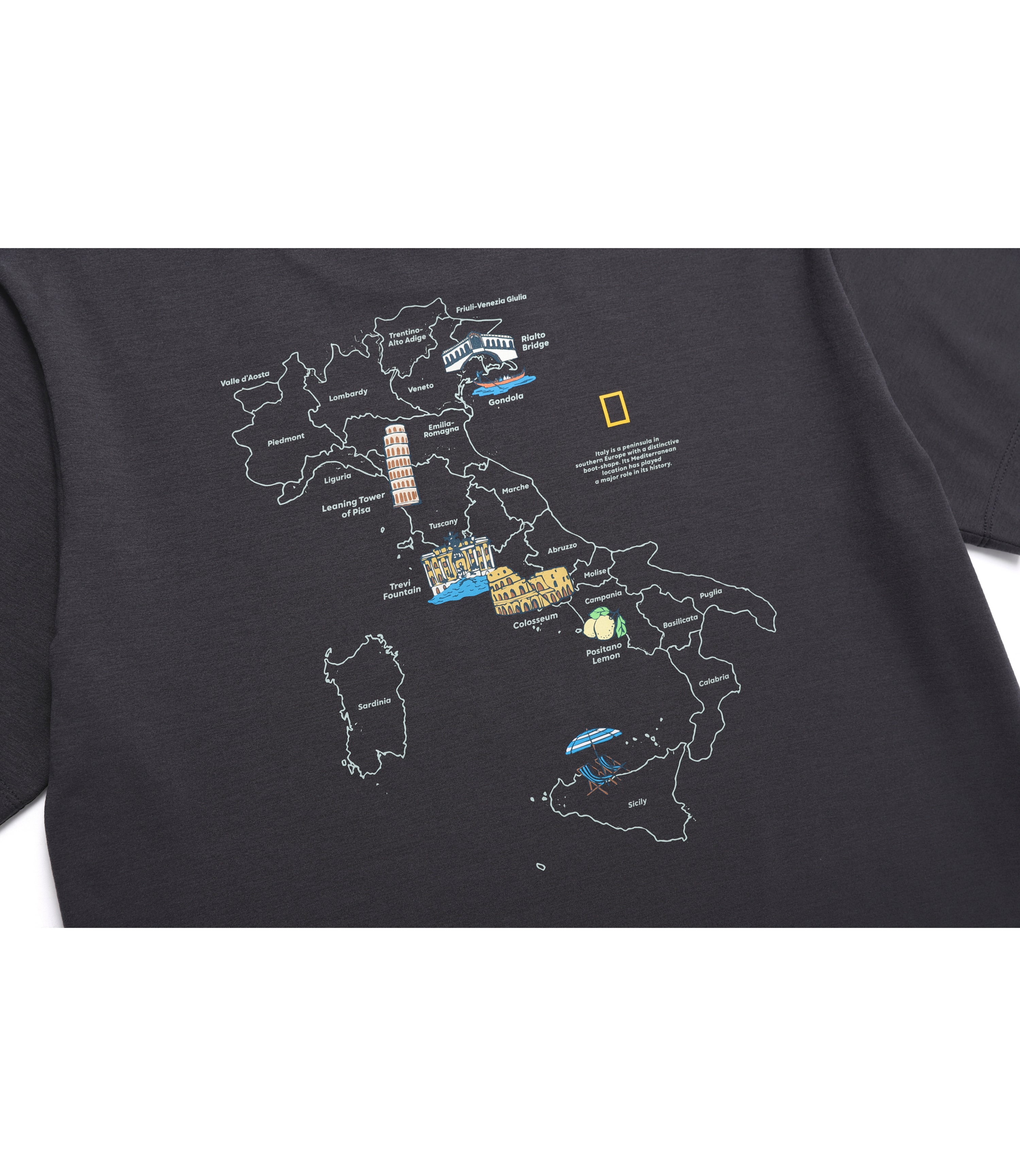 Unisex CROW Coolmax World Map Basic Fit Short Sleeve<br>D/GREY