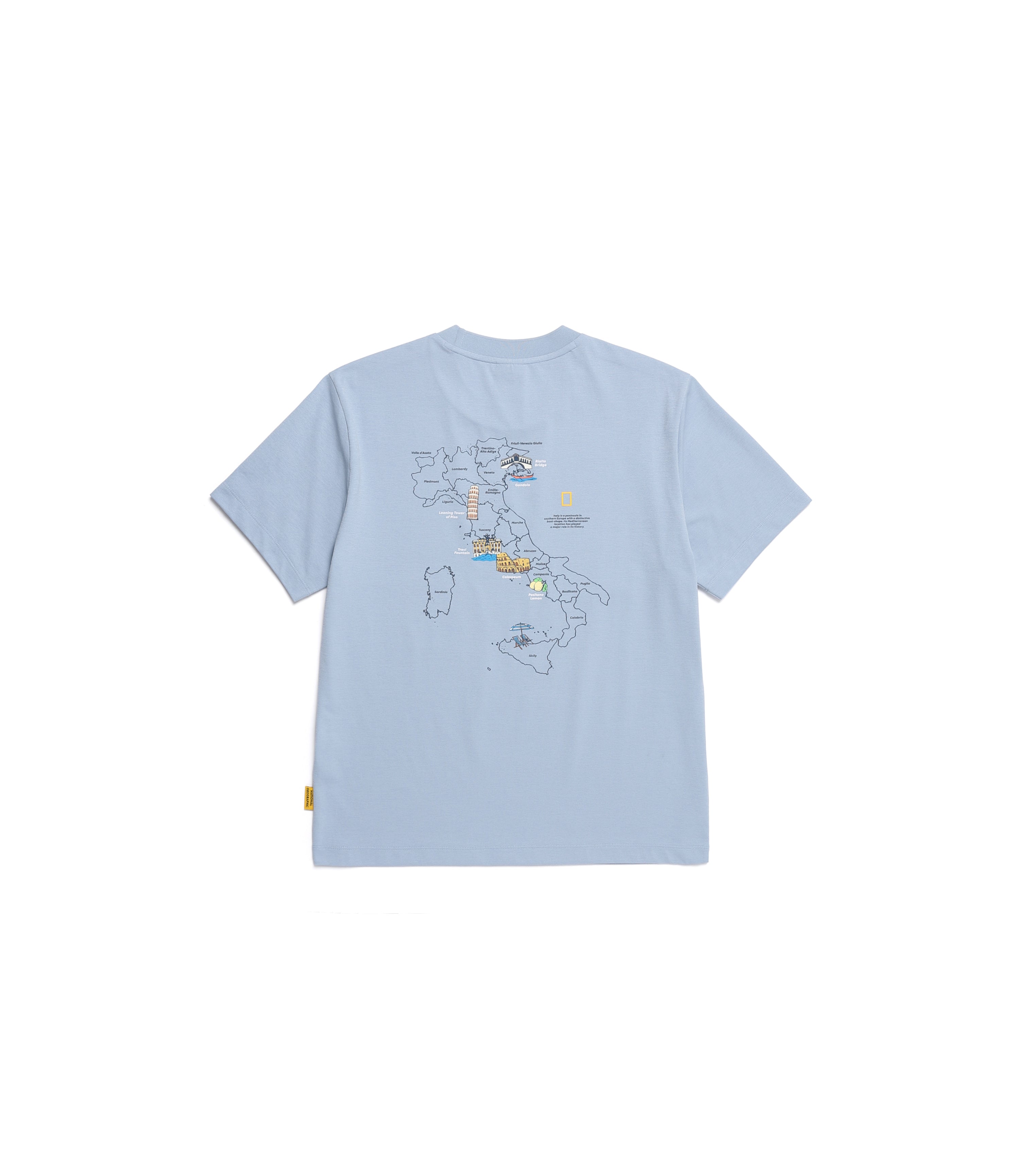 Unisex CROW Coolmax World Map Basic Fit Short Sleeve<br>STONE BLUE