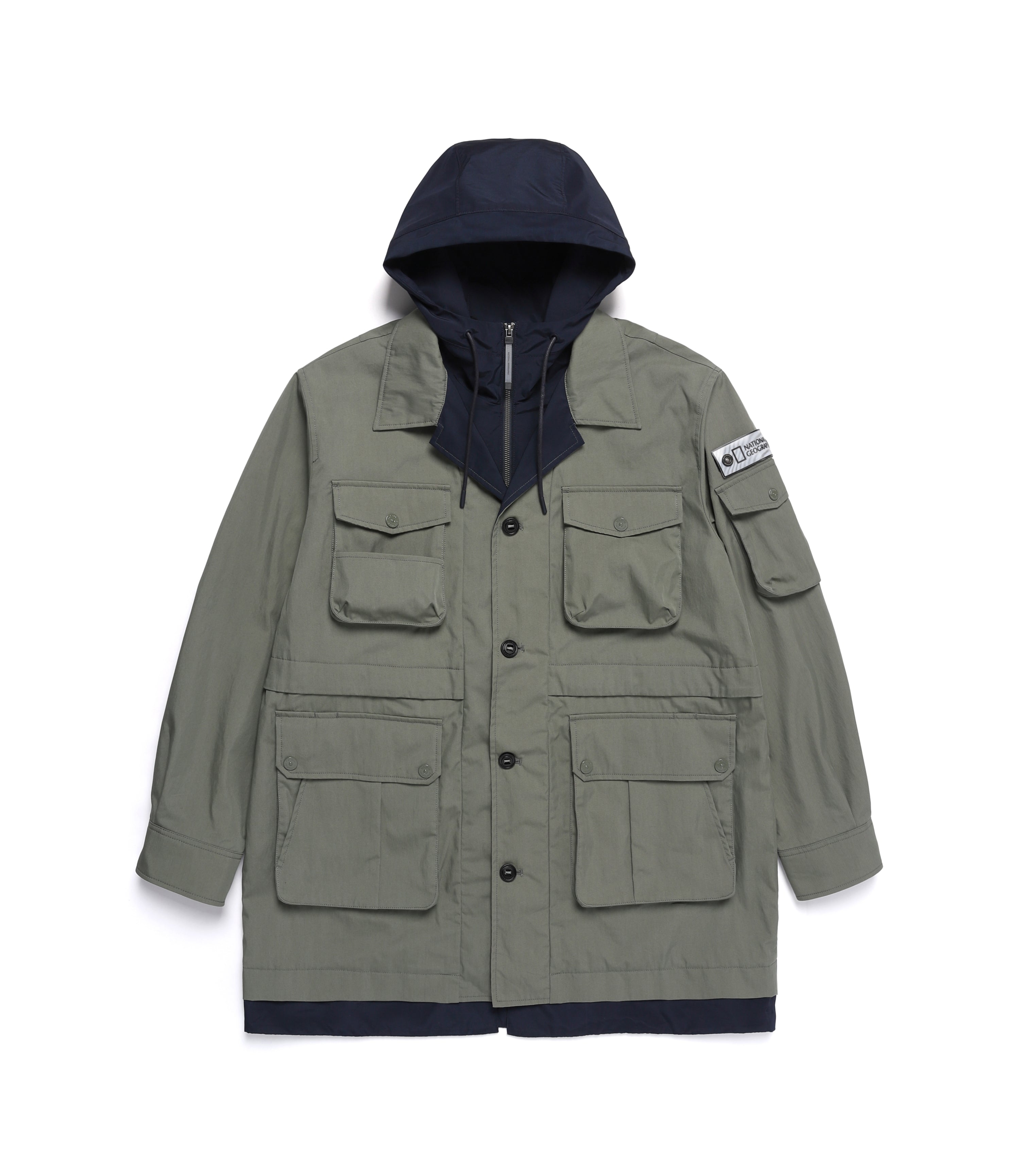 Men's NRN Out Pocket Hoodie Colorblock Jumper<br>KHAKI