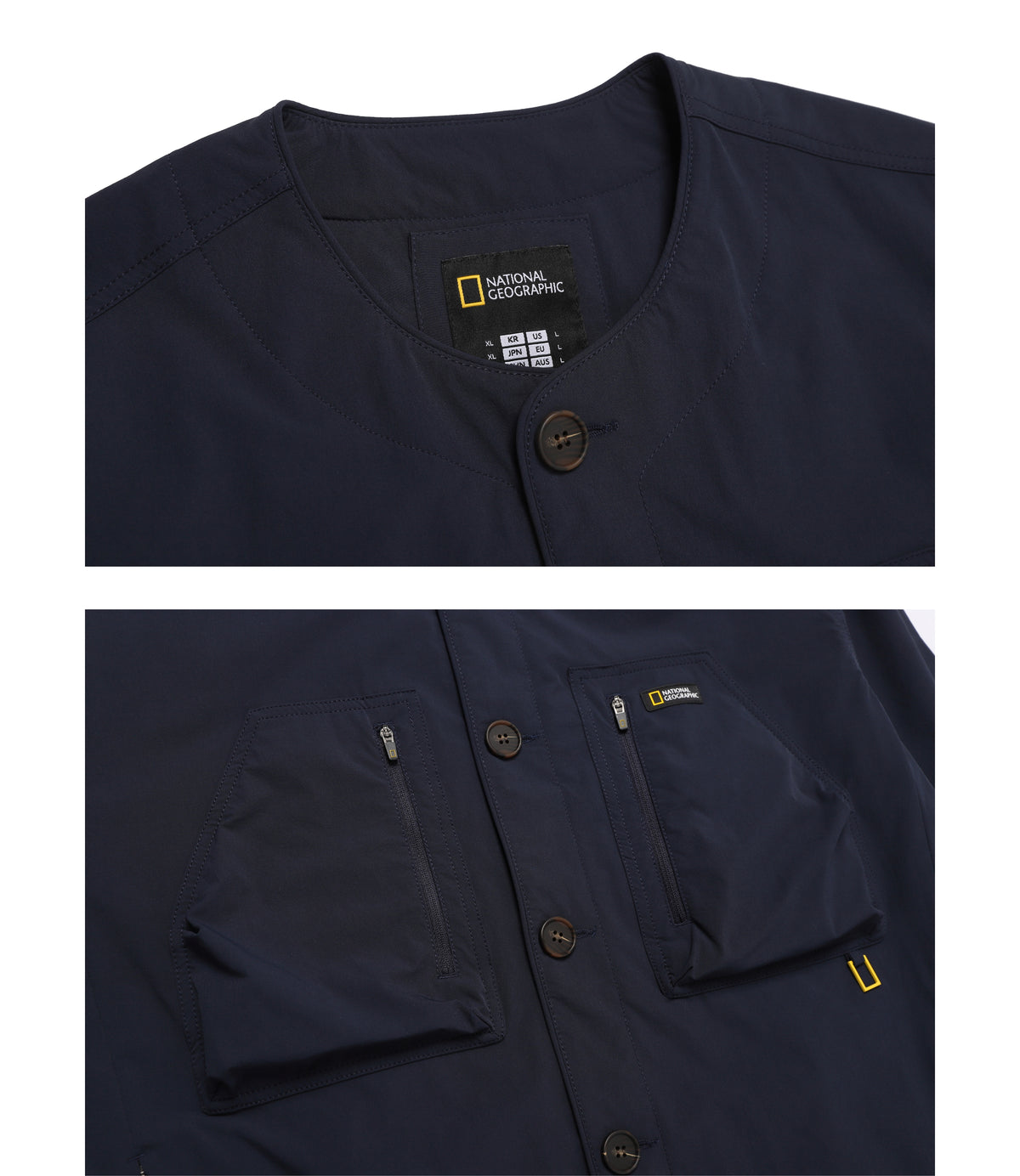 Men's Round Neck Button-Down Jacket<br>D/NAVY