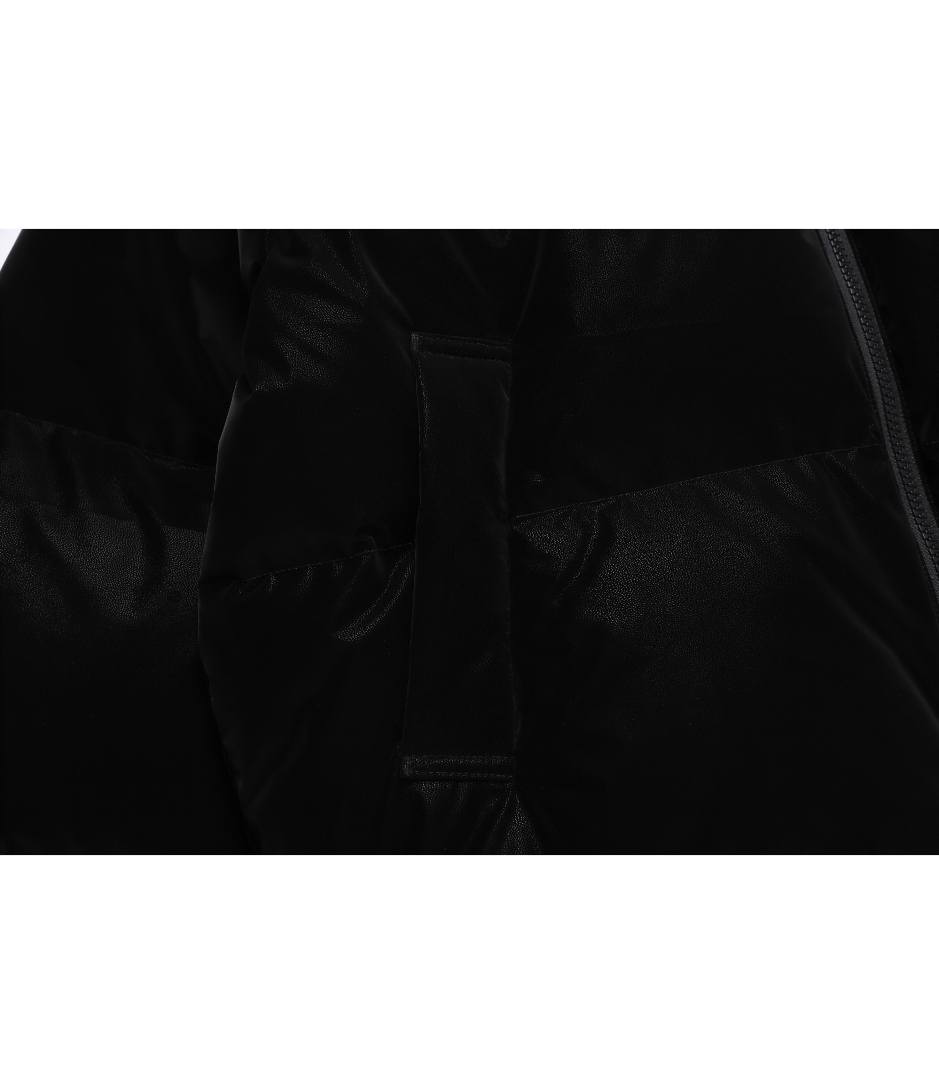 Women's Leather-Like High-Neck Duck Down Jumper<br>BLACK