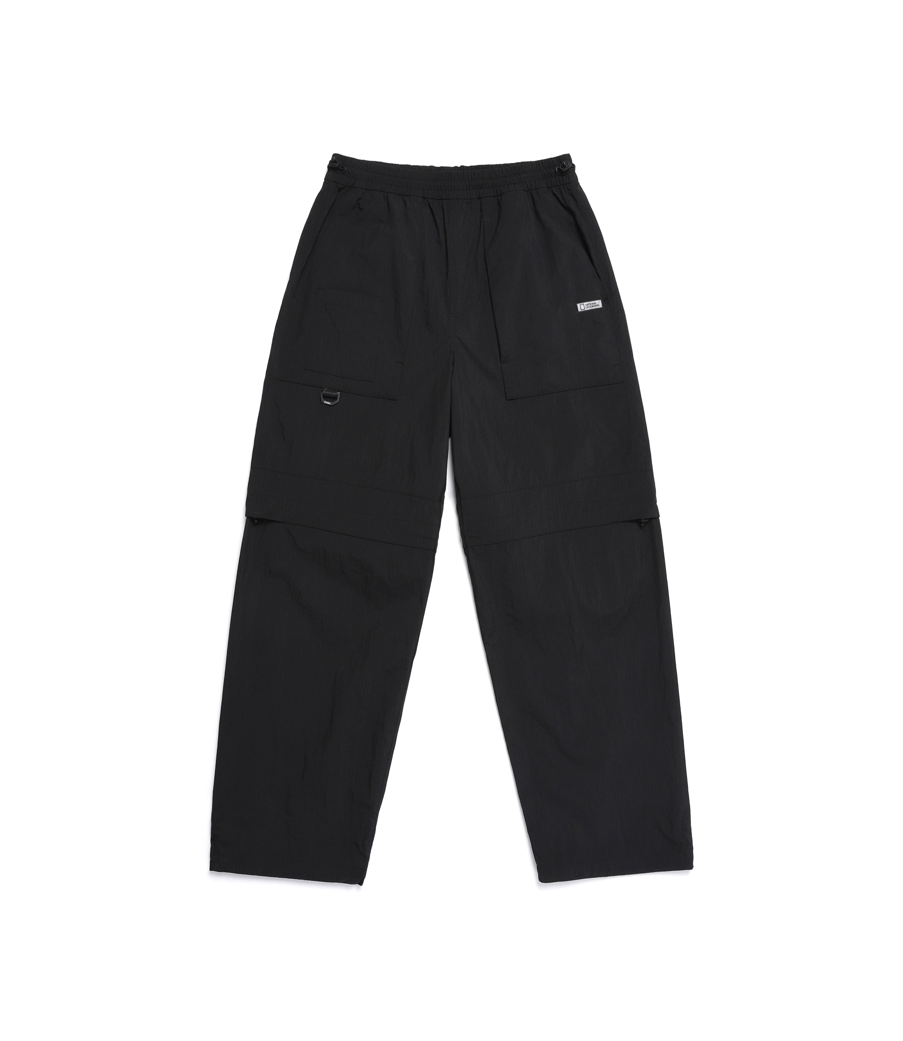 Unisex NRN Shirring Woven Set Up Straight Pants<br>CARBON BLACK