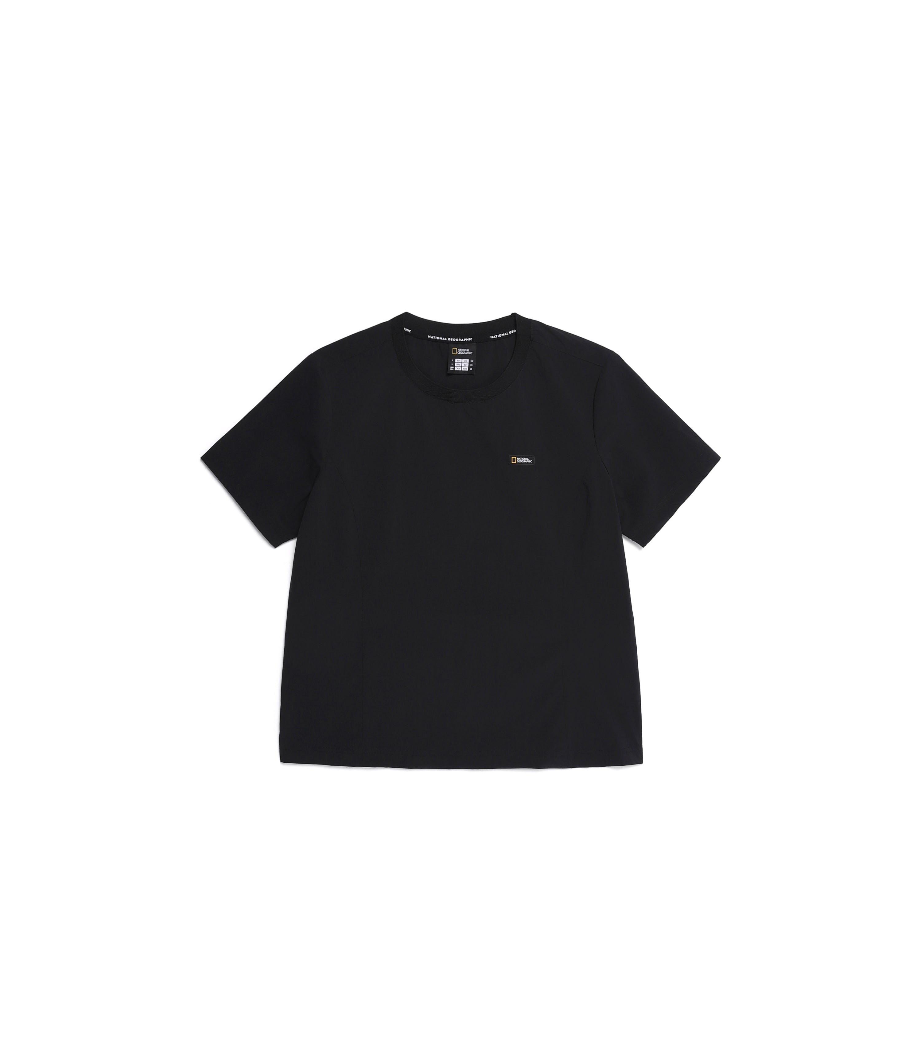 Women's ADELIE Light Woven Stretch Round Neck Short Sleeve<br>CARBON BLACK