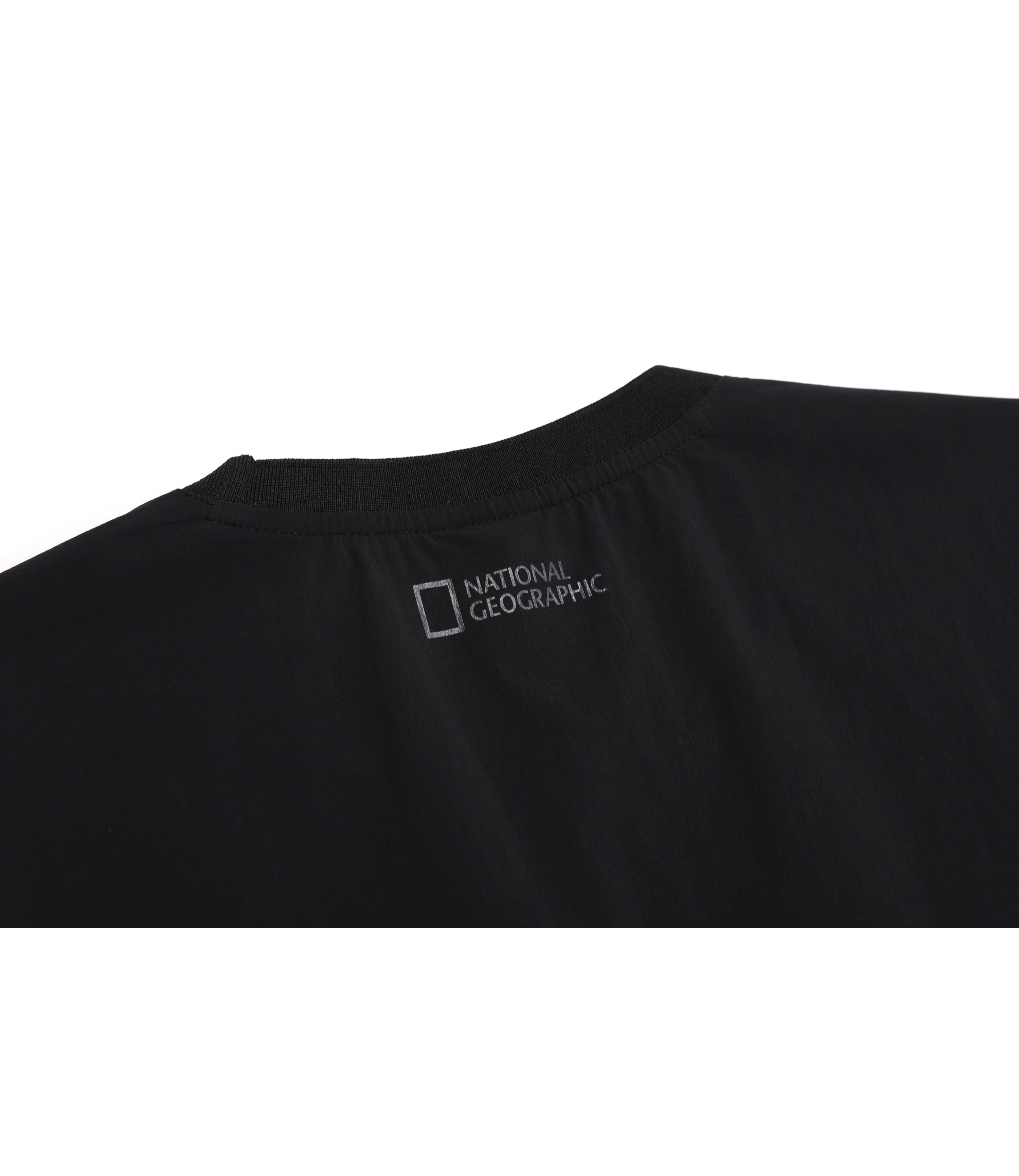 Women's ADELIE Light Woven Stretch Round Neck Short Sleeve<br>CARBON BLACK