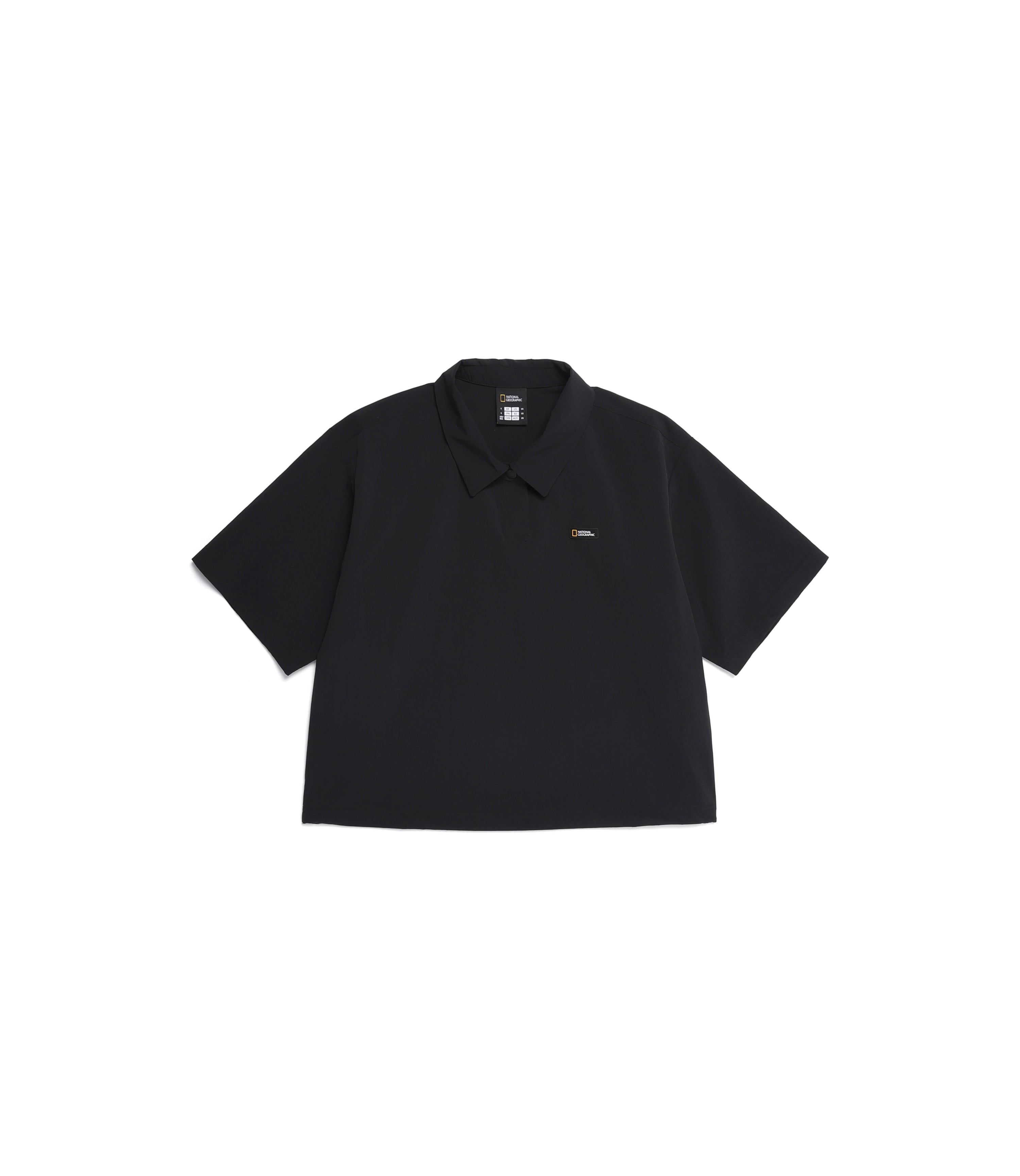 Women's ADELIE Light Woven Stretch Collar Tee<br>CARBON BLACK