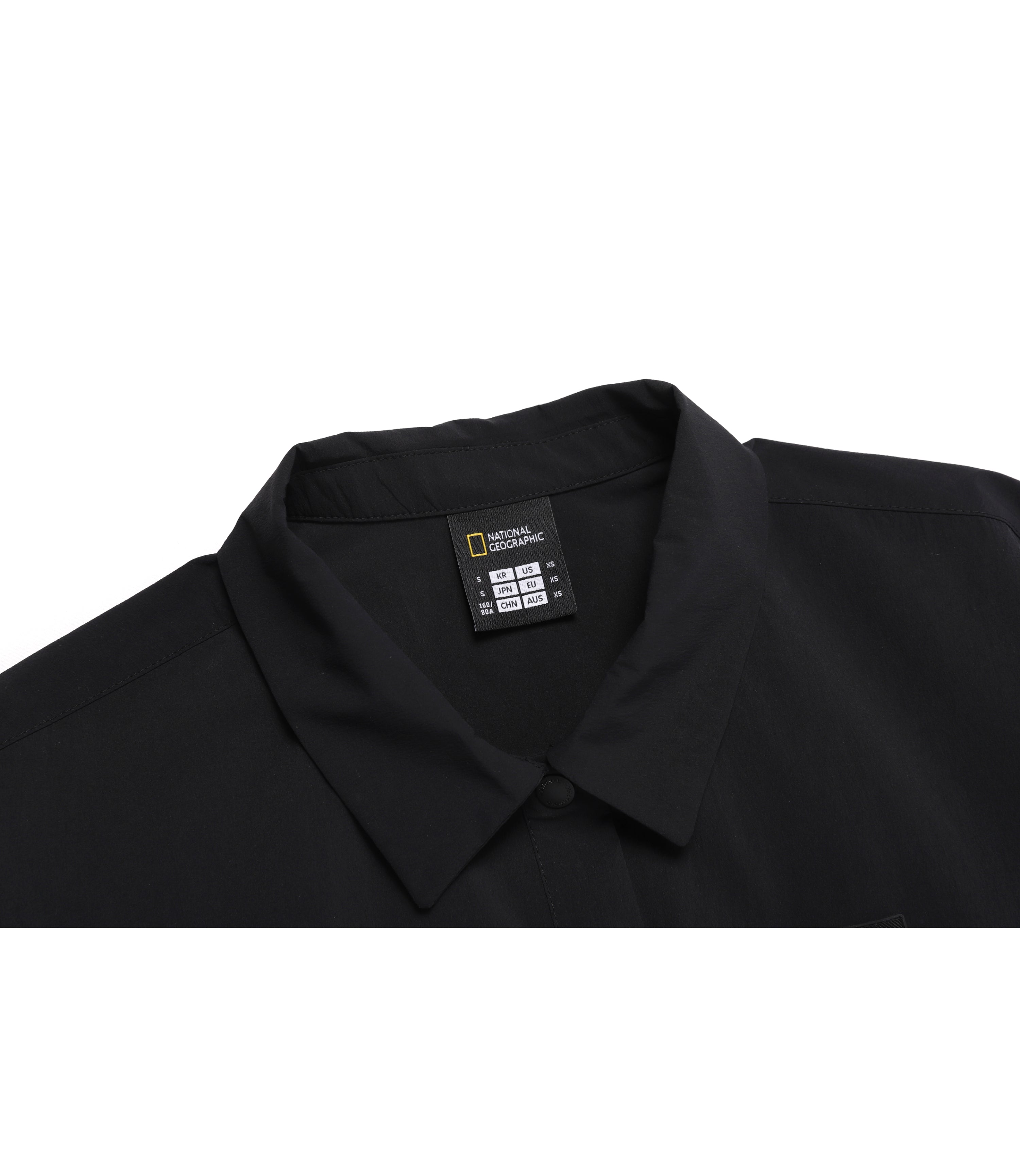 Women's ADELIE Light Woven Stretch Collar Tee<br>CARBON BLACK